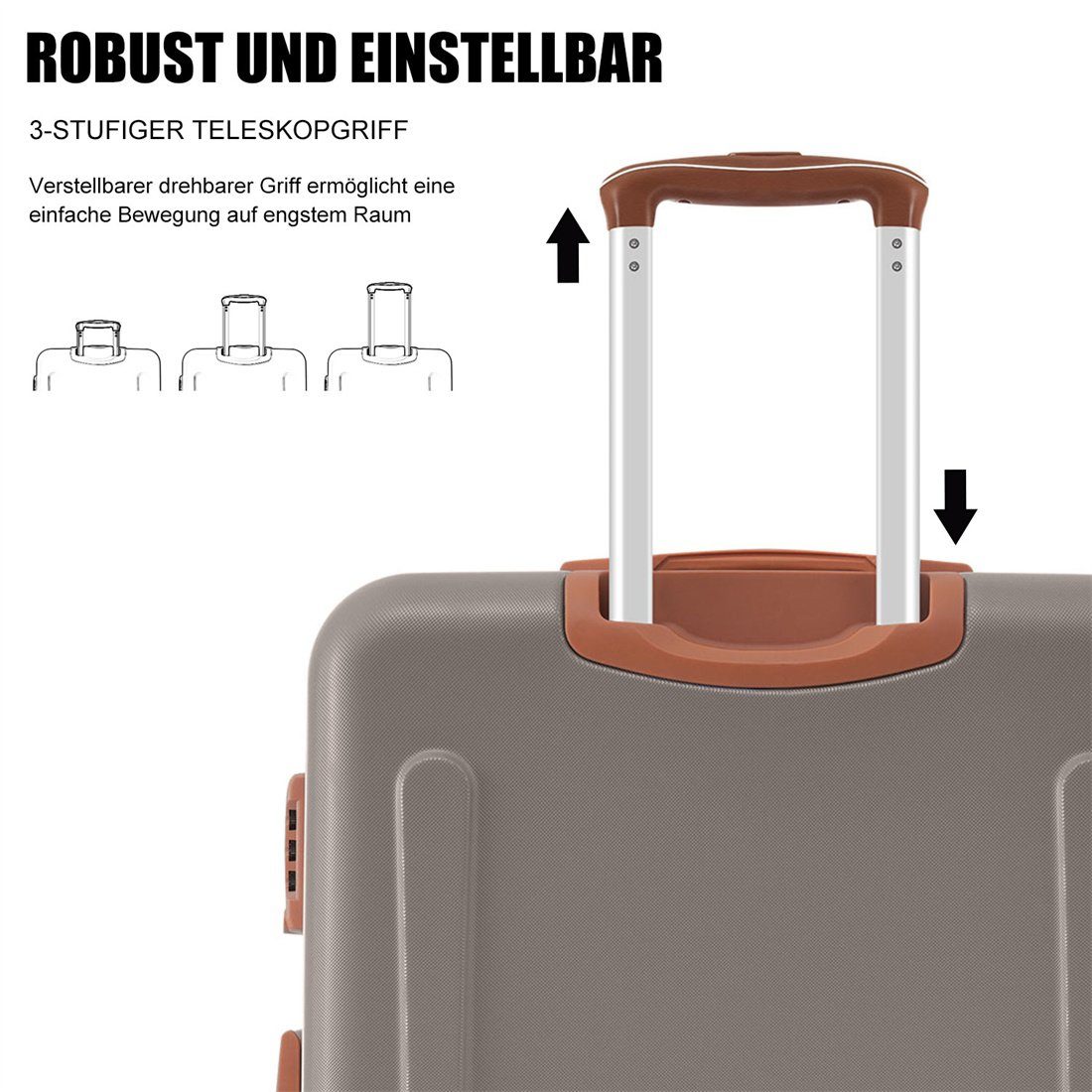 Hartschalen-Koffer, Koffer DÖRÖY braun Reisekoffer, Rollkoffer, ABS-Material,