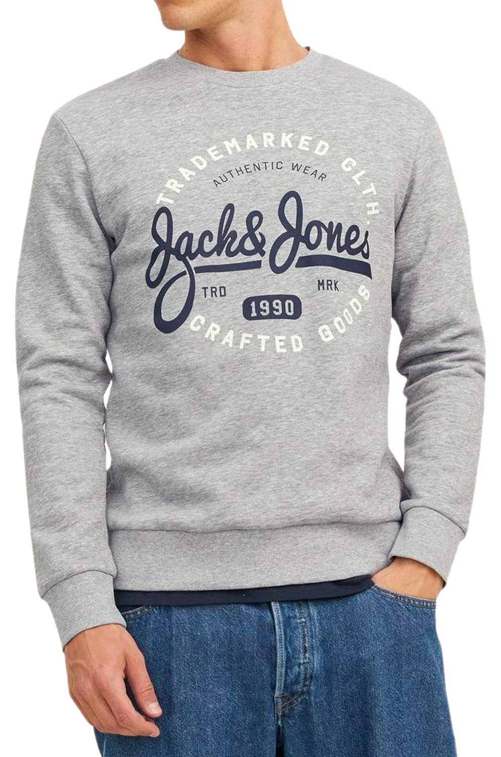 Jones Sweatmix Pullover (2er-Pack) Logo 7 Print Sweatshirt Jack flauschiger Doppelpack &