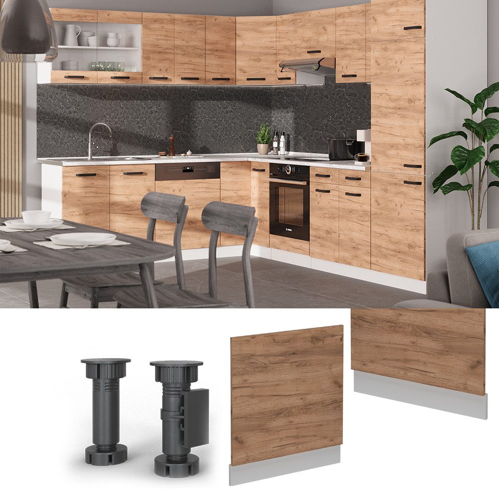 Vicco Frontblende R-Line, Goldkraft Eiche/Weiß, 60 cm ohne Arbeitsplatte (1 St)
