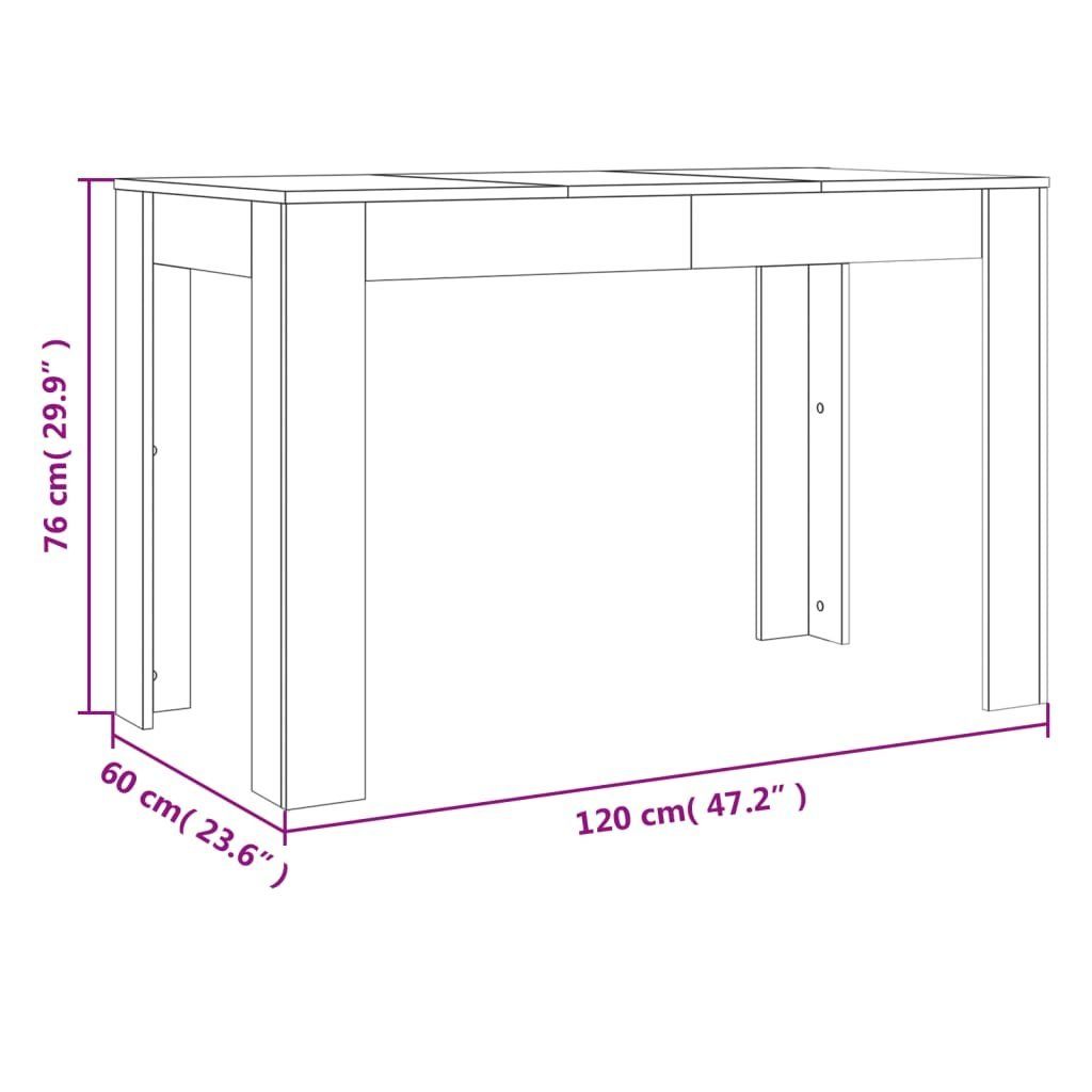 120x60x76 Esstisch | vidaXL Braune Braune Eichen-Optik Eiche Eiche Holzwerkstoff cm (1-St) Braun Esstisch