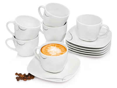 SÄNGER Kaffeeservice »Bilgola Black Circles« (12-tlg), Porzellan, 150 ml, spülmaschinengeeignet