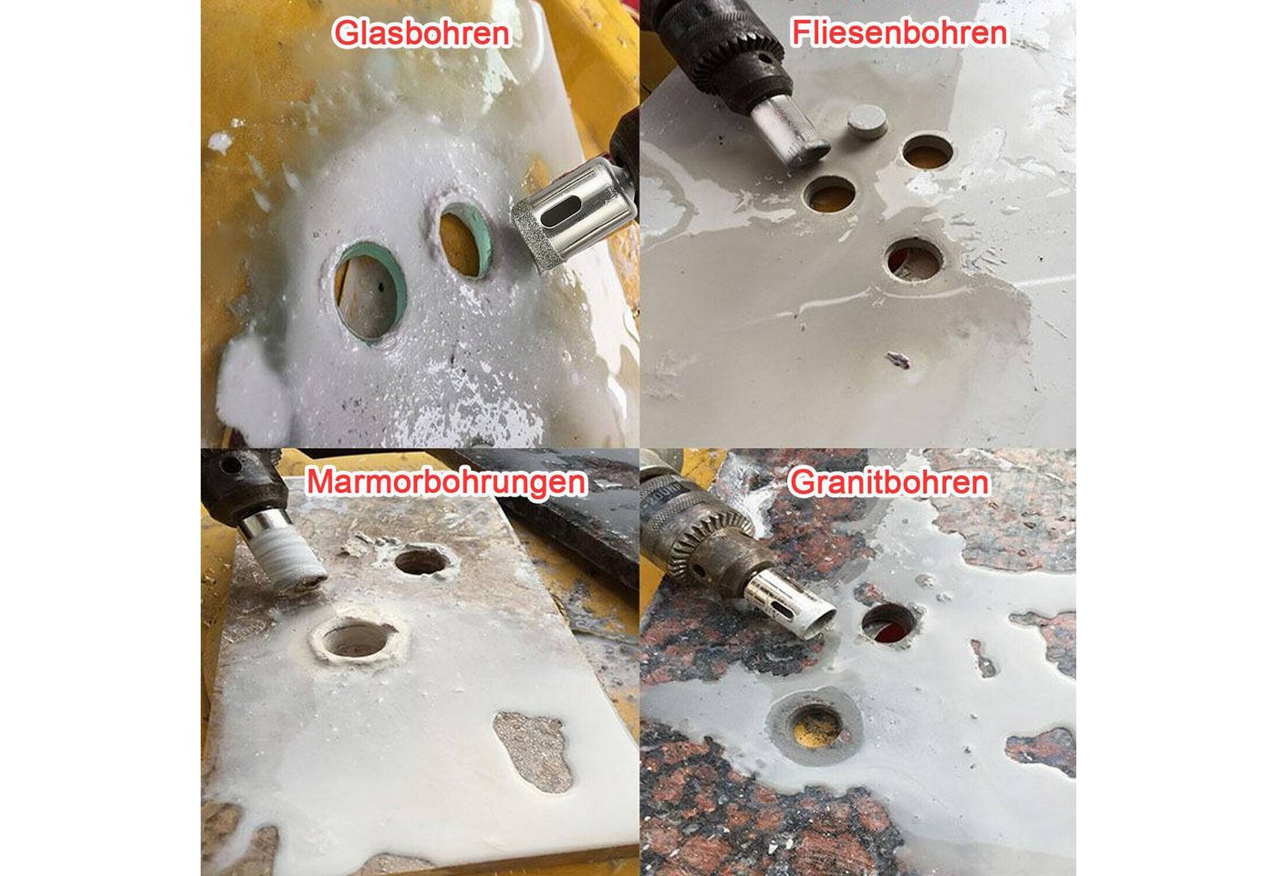 Thumbnail - MC Star Bohrer- und Bit-Set 15 Tlg Set Diamantbohrer Glasbohrer, (Bohrkrone Glas-Stein - Fliesenbohrer 6-50mm, 15-tlg)