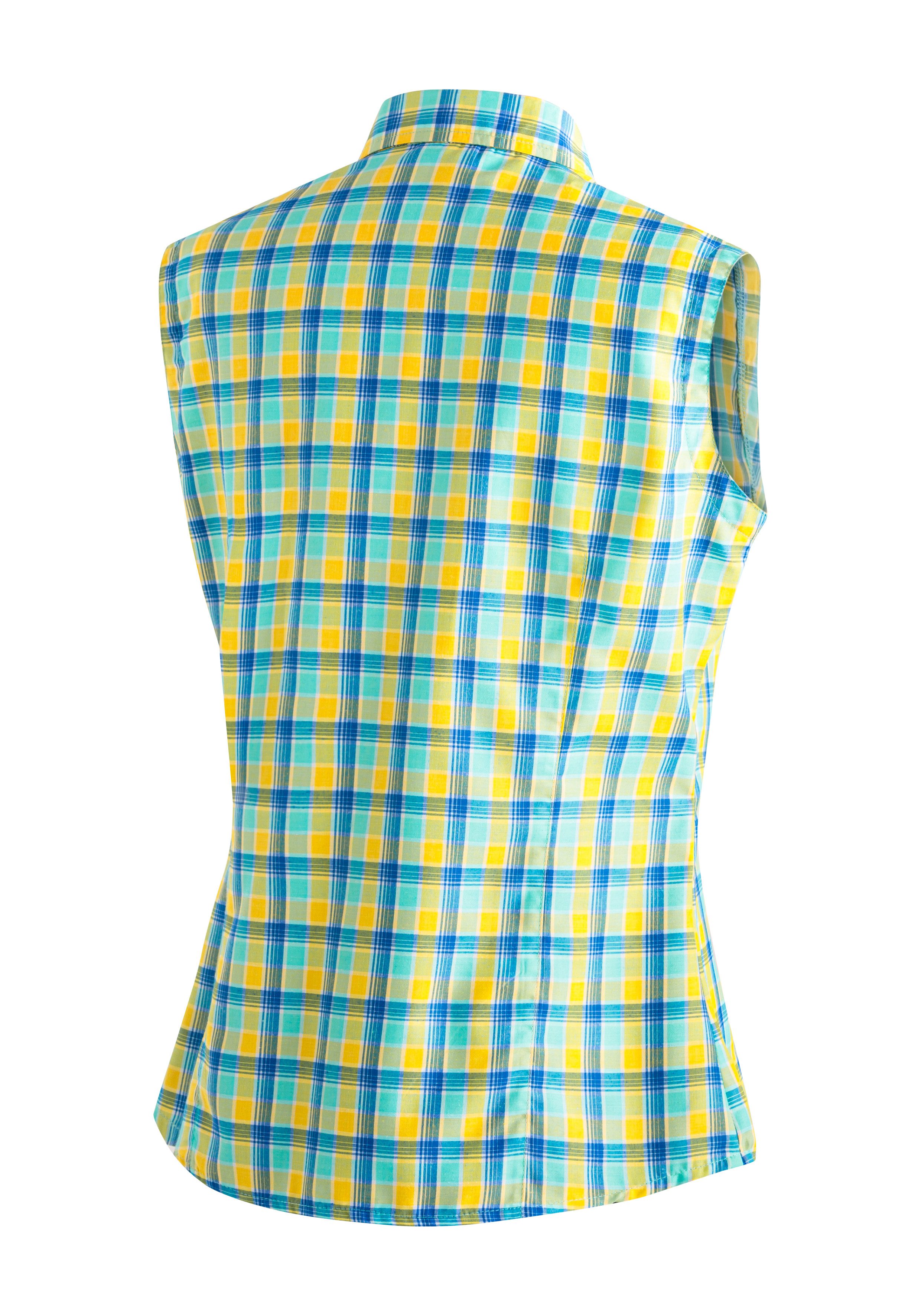 Maier Sports Funktionsbluse Paloma ärmellose Damen Bluse, sommerliches Blusen-Shirt, Karobluse, Reg. Fit