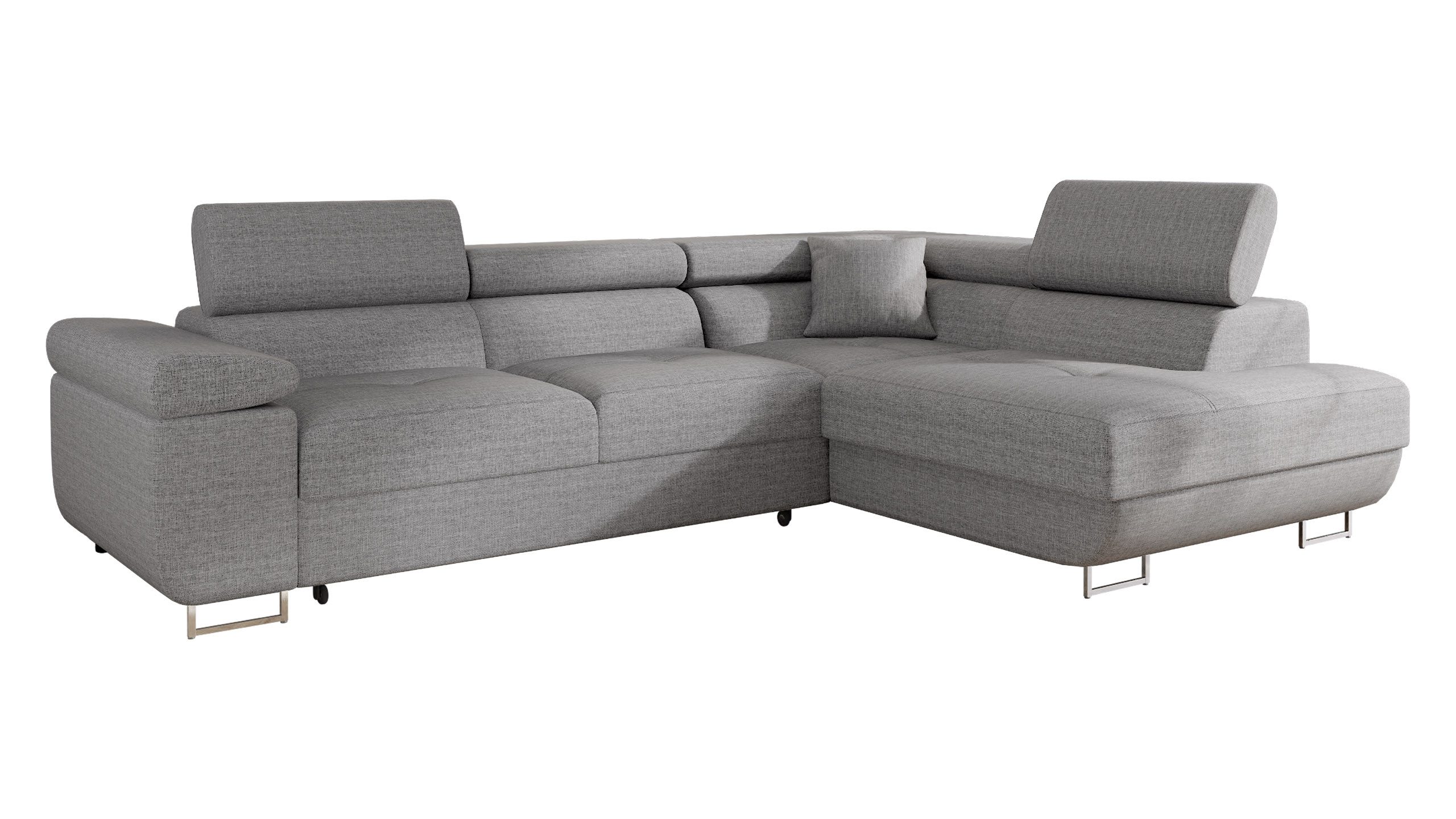 MIRJAN24 Ecksofa Torezio, mit Bettkasten und Schlaffunktion, Einstellbare Kopfstützen, 274x203x70-90 cm