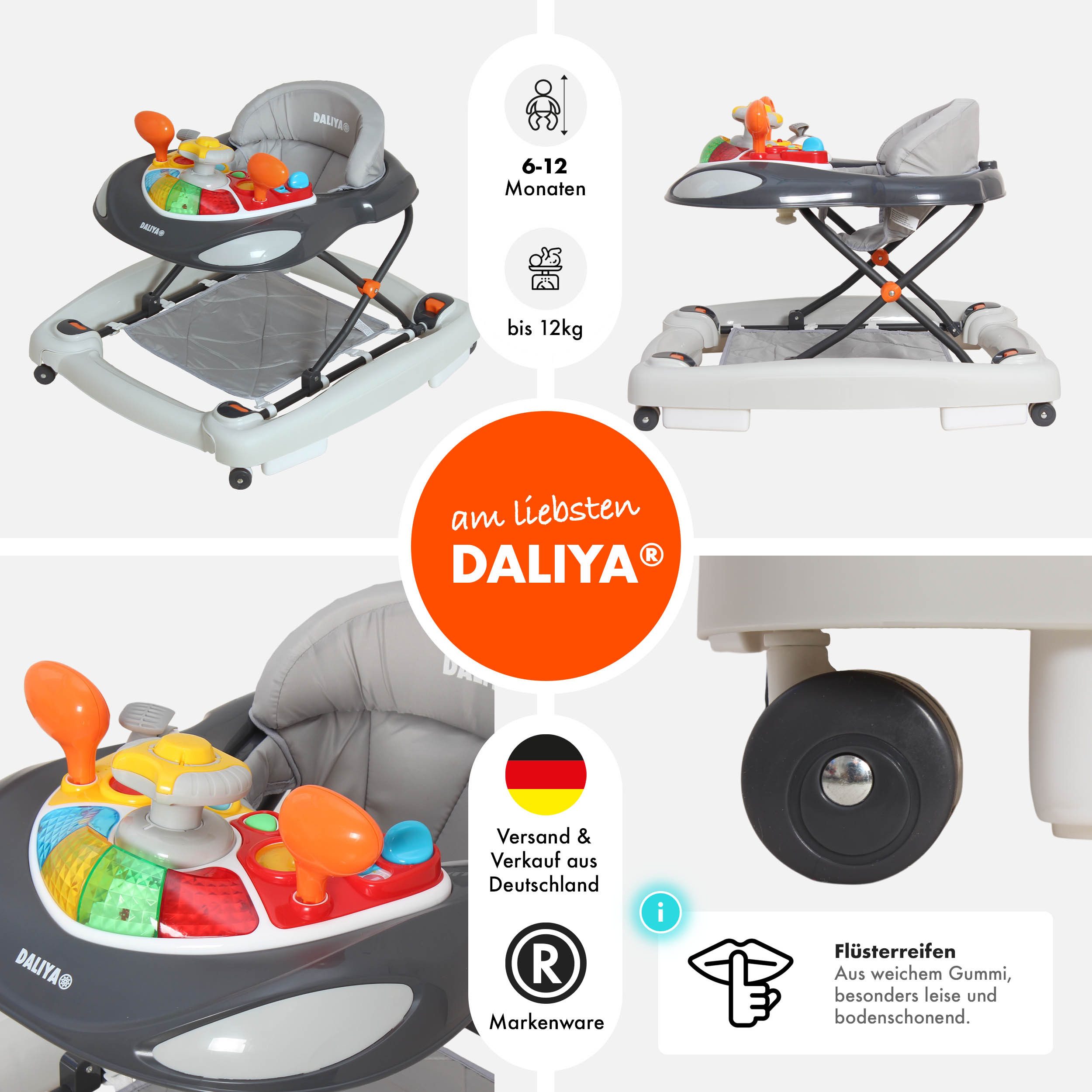 Daliya® Lauflernwagen BELLINO Lauflernhilfe mit Musik, Licht & Schaukelfunk günstig online kaufen