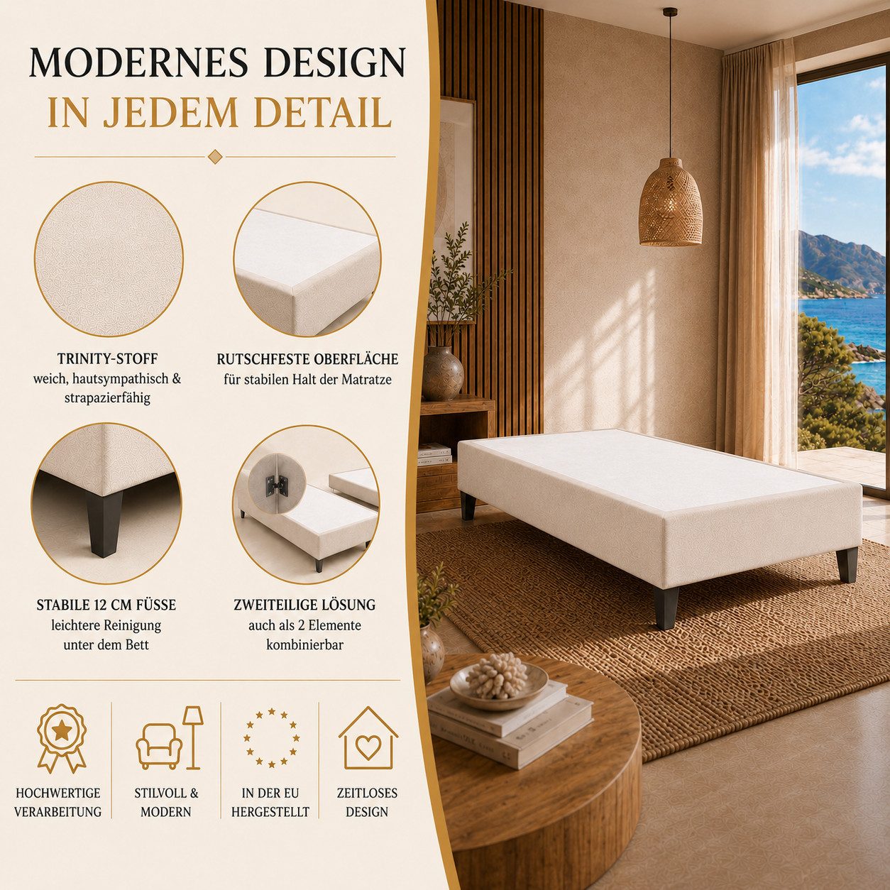 Best for Home Boxspringbett Hotelbett, Gästebett, Rahmenbett, Einzelbett, Bettgestell, Massivholz (Seniorenbett, Matratze, Jugendbett, Kinderbett, 1-St., 70x200 80x200 90x200 100x200 cm), Komfortbett, Boxspringgestell, Verschiedene Liefermöglichkeiten