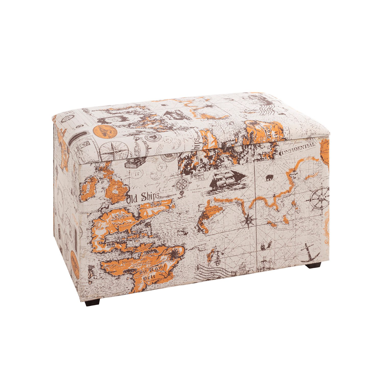 HAKU Sitztruhe Truhe - Motiv - MDF, Textilgewebe - H. 42cm x B. 65cm - Sitzbank (1xSitztruhe, Deckelbank - Truhenbank), Banktruhe - Truhenbank - Sitzkiste - Kistenbank