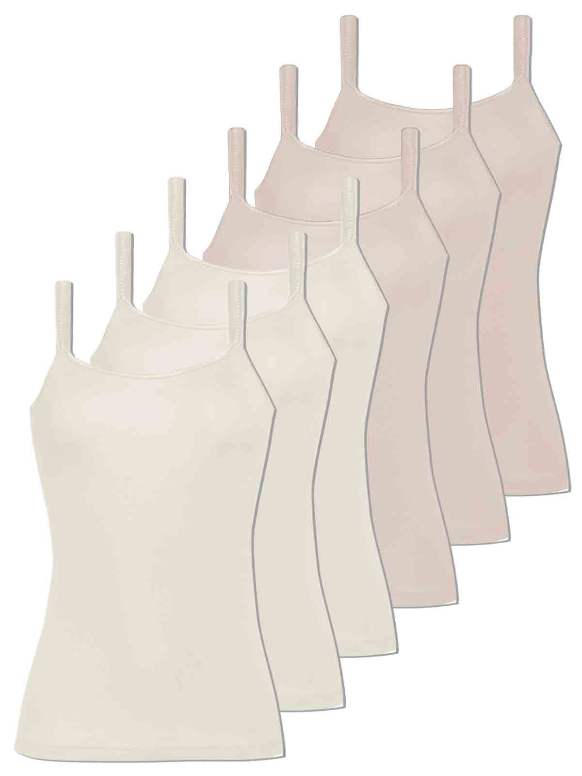 COMAZO Achselhemd Damen Träger-Unterhemd Pack haut-offwhite - (Packung, 6-St) 6er