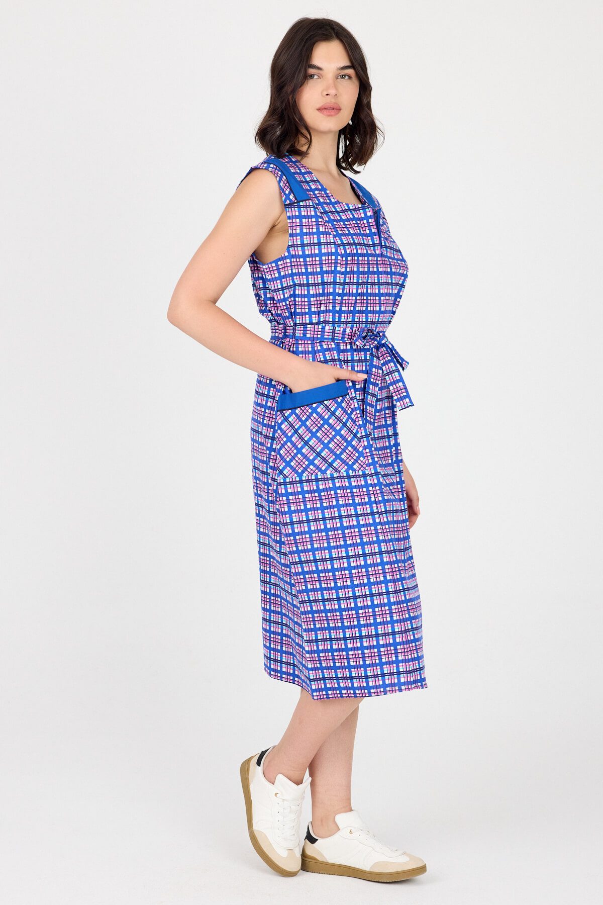 Phistan Tunikakleid Arbeitskittel mit Reißverschluss – Kariert günstig online kaufen