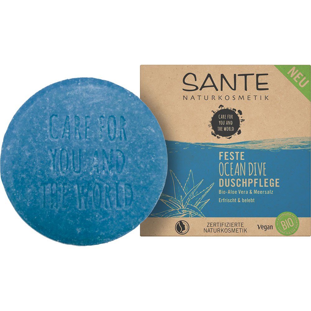 SANTE Feste Duschseife Feste Ocean Dive Bio-Aloe Meersalz, 80 g
