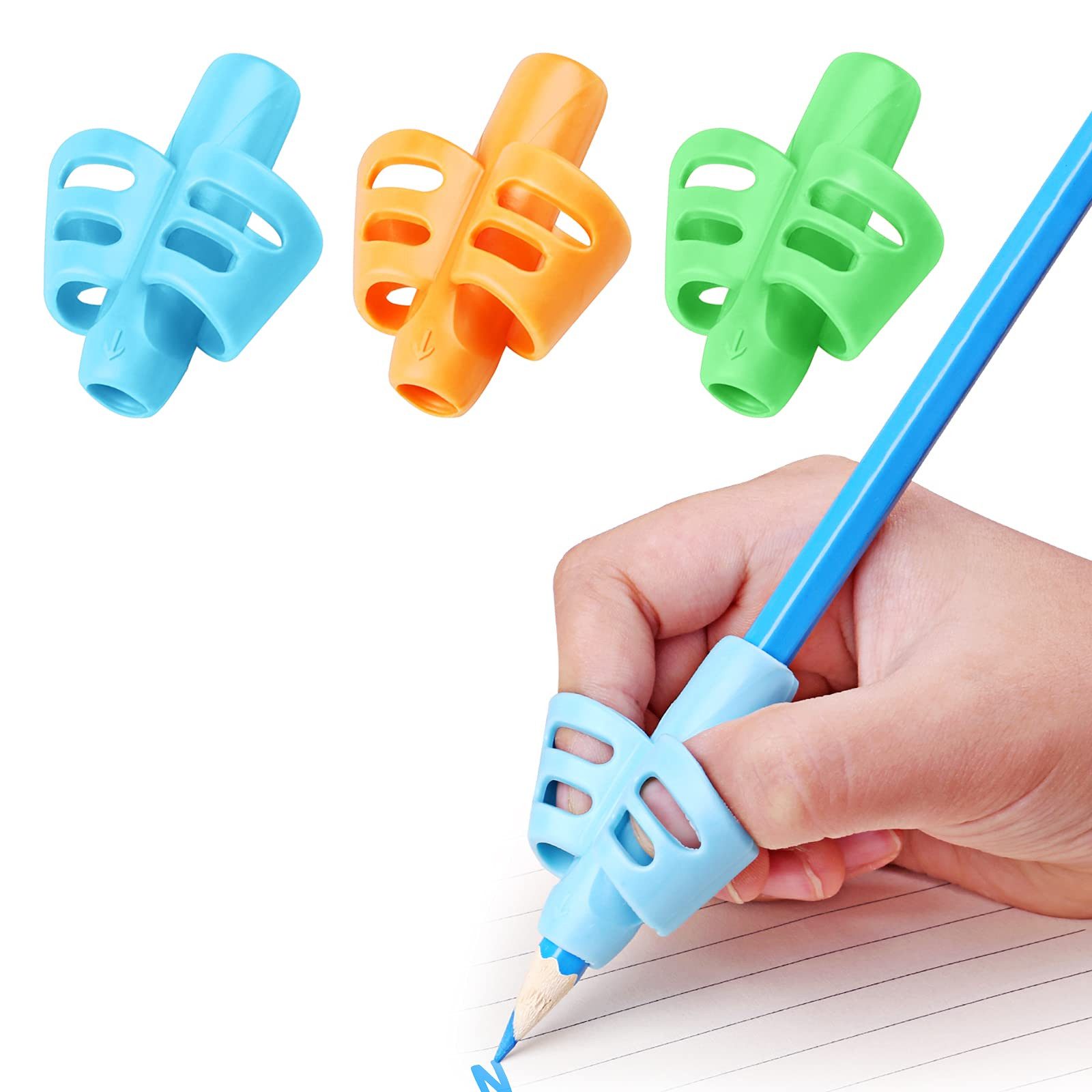 FOUORTUNATE-BEE Druckbleistift Bleistift Griffhilfe Kinder 3er Set Schreiblern Griff Schulstart, Schreibhilfe Kinder Stifthalter 3er Set für richtige Stifthaltung