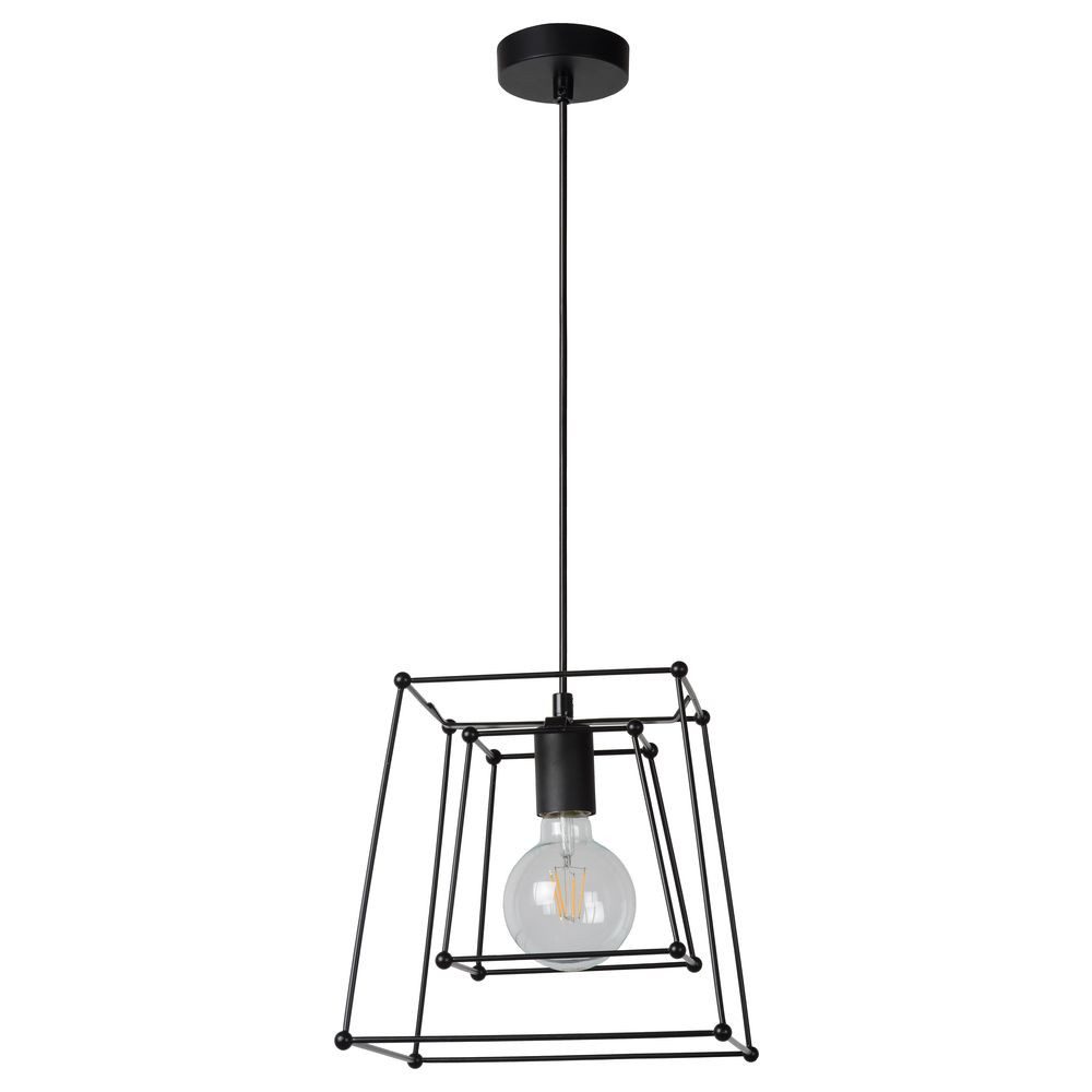 Lucide Pendelleuchte Vintage Pendelleuchte Edgar in schwarz, 1-flammig