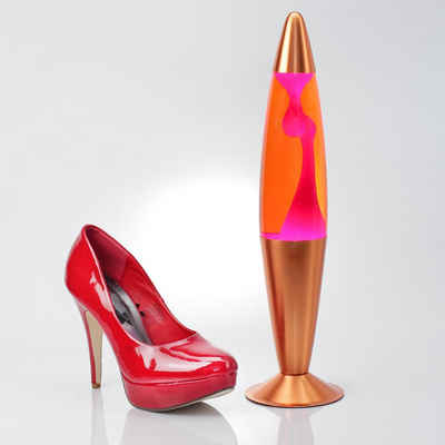 Licht-Erlebnisse Lavalampe TIMMY, Tischlampe Orange Pink Retro modischer Wachs 36 cm hoch Tischleuchte