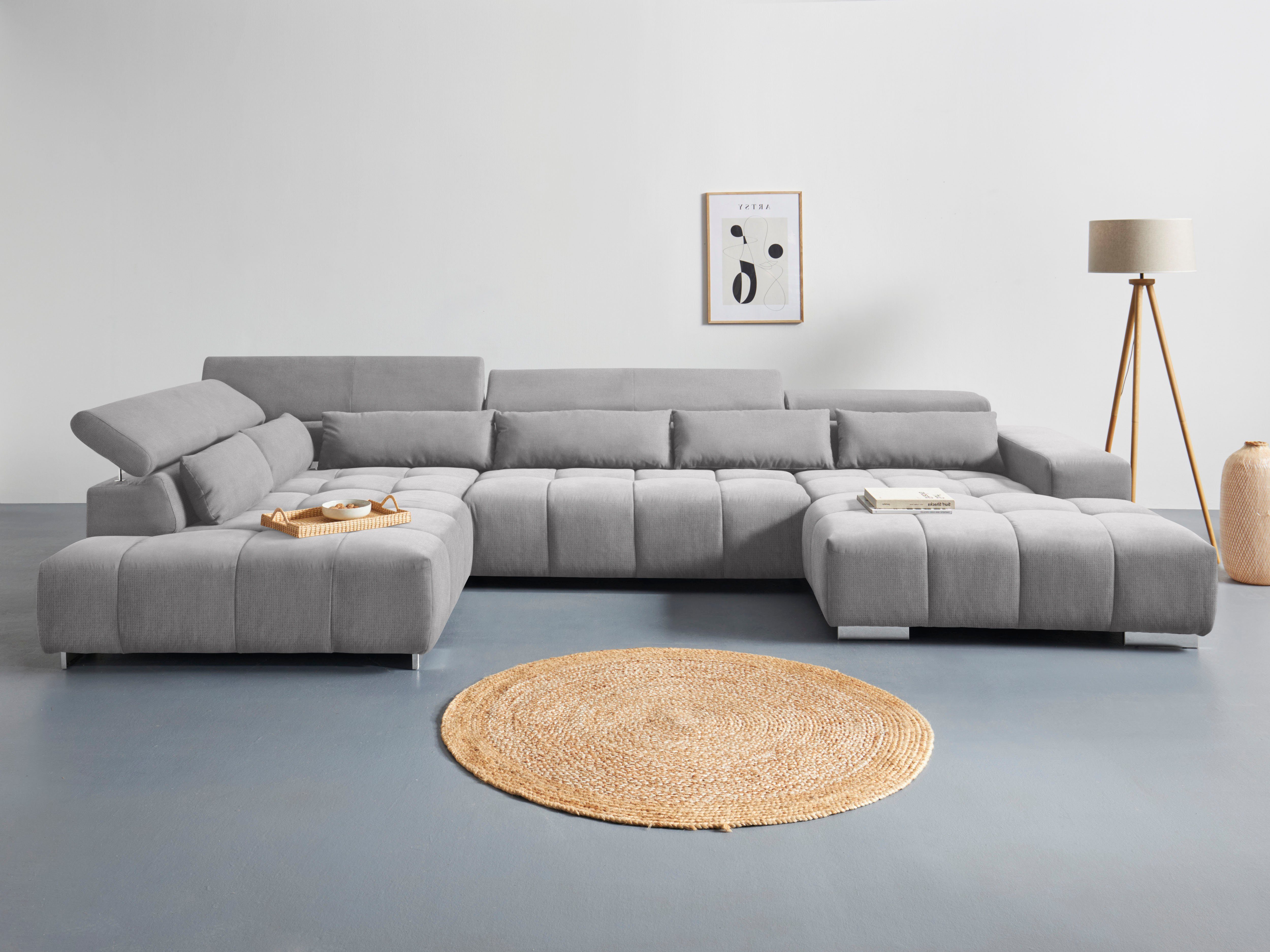 COTTA Wohnlandschaft "Orion U-Form" mit Kopfteilverstellung & 6 Nierenkisse günstig online kaufen