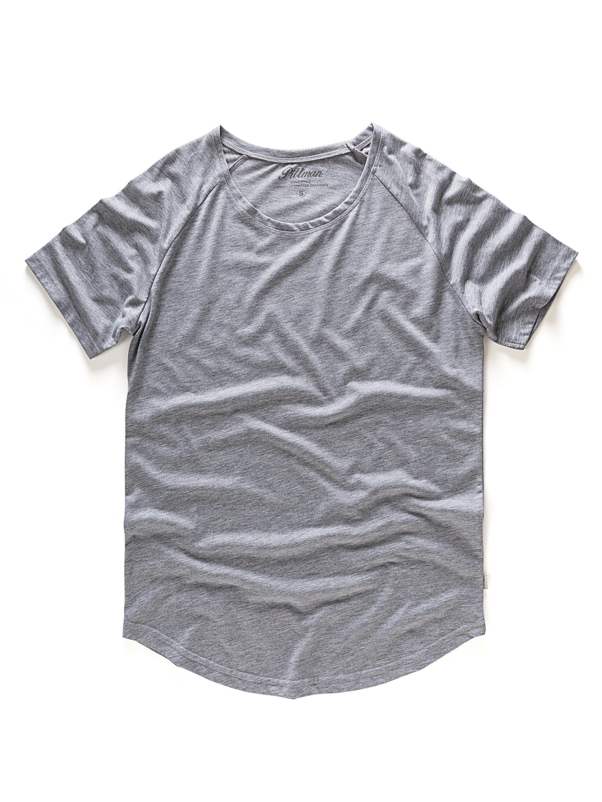 (163907) Oversize Tee Pittman Quin Basic T-Shirt dapple (1-tlg) - Crew Pittman gray Neck
