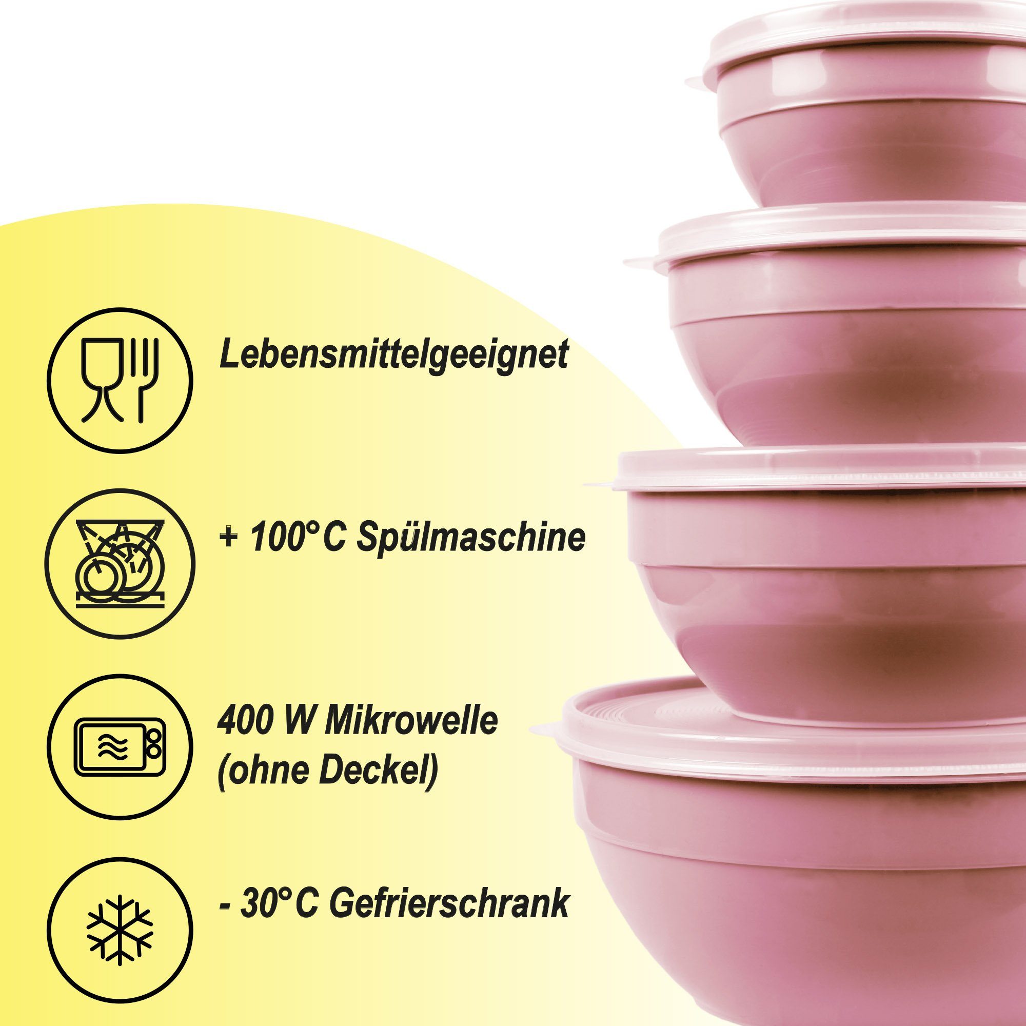 Bestlivings Frischhaltedose Set, Vorratsdosen rund mit Deckel, (4er Set (500ml - 2,5L), Lebensmittelbehälter mikrowellen u. spülmaschinenfest, gefriertauglich – Bild 5 von 5