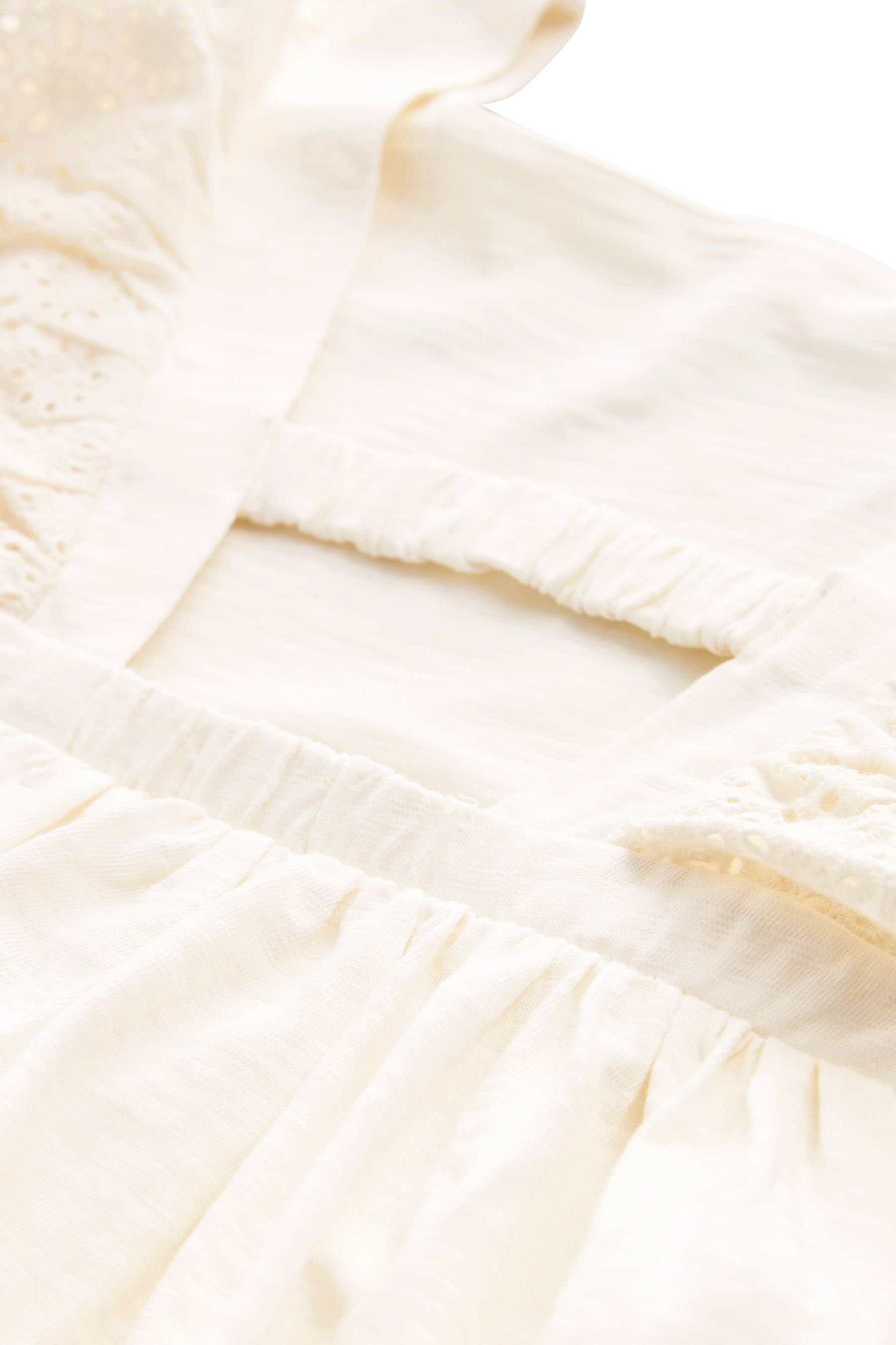 Next Jerseykleid Weiches Jersey-Kleid mit (1-tlg) Lochstickerei White