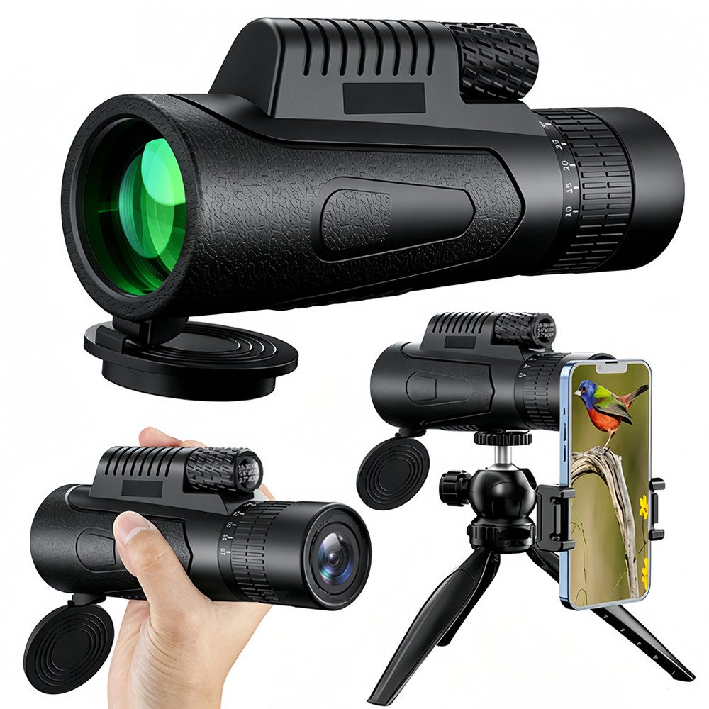 AFKSMILE 10-30x50Zoom Monokularteleskop Erwachsene mit Smartphone Halter Stativ Monokular (Monokular klein mit BAK4-Prisma und FMC-Objektiv Wildtiergeheimnisse)