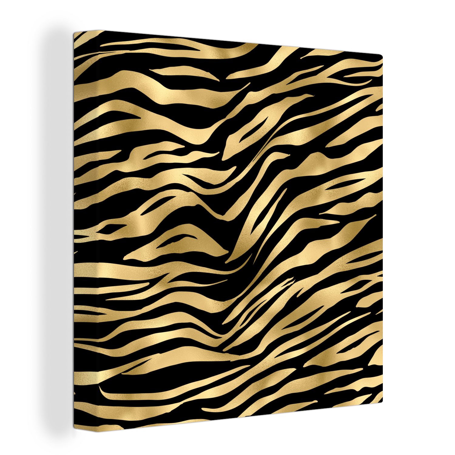 OneMillionCanvasses® Leinwandbild Muster - Zebra - Gold, (1 St), Leinwand Bilder für Wohnzimmer Schlafzimmer