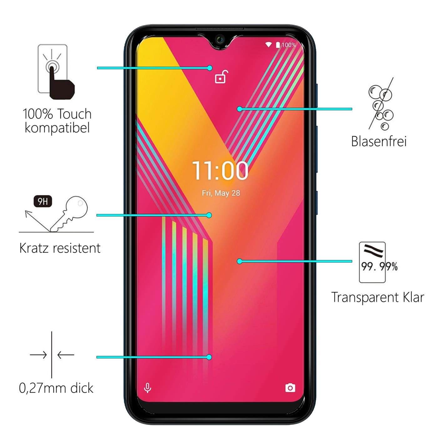 CoolGadget Schutzfolie Panzerfolie für Wiko Y62, (9H Härtegrad, 2x Schutzglas, 1xReinigungset), Displayfolie Panzer Schutzfolie 2 Stück für Wiko Y62 Glas Folie