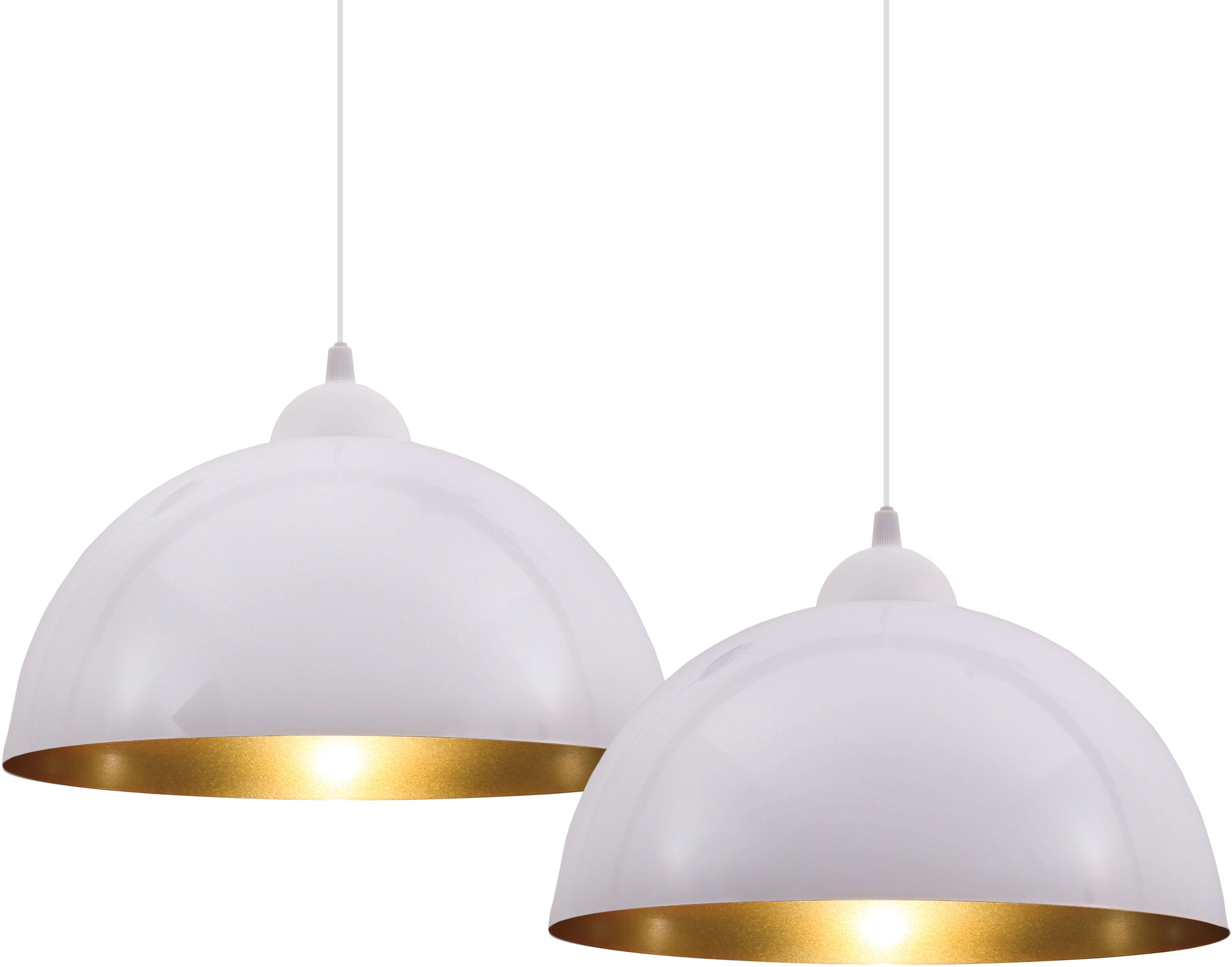 Auriga, ohne Design Hängeleuchte Esszimmer E27 Hängelampe Wohnzimmer B.K.Licht Leuchtmittel, weiß-gold Pendelleuchte