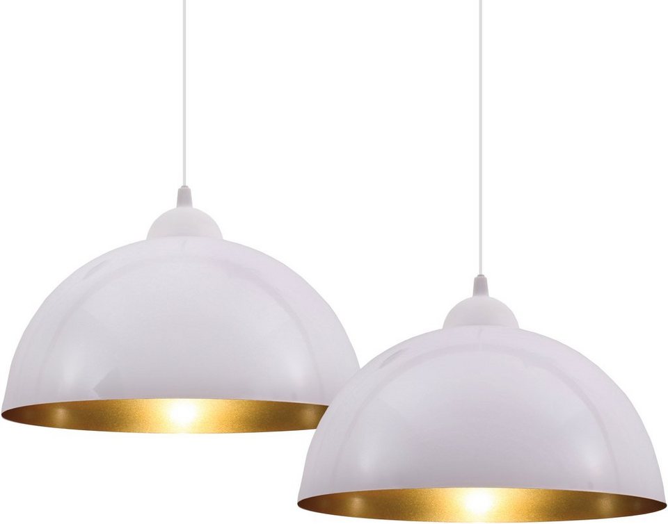 B.K.Licht Pendelleuchte Auriga, ohne Leuchtmittel, Design Hängelampe  Hängeleuchte weiß-gold Wohnzimmer Esszimmer E27