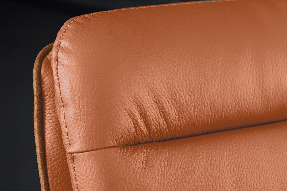 LebensWohnArt Stuhl Echtleder Barstuhl CHARLES cognac höhenverstellbar drehbar Armlehnen