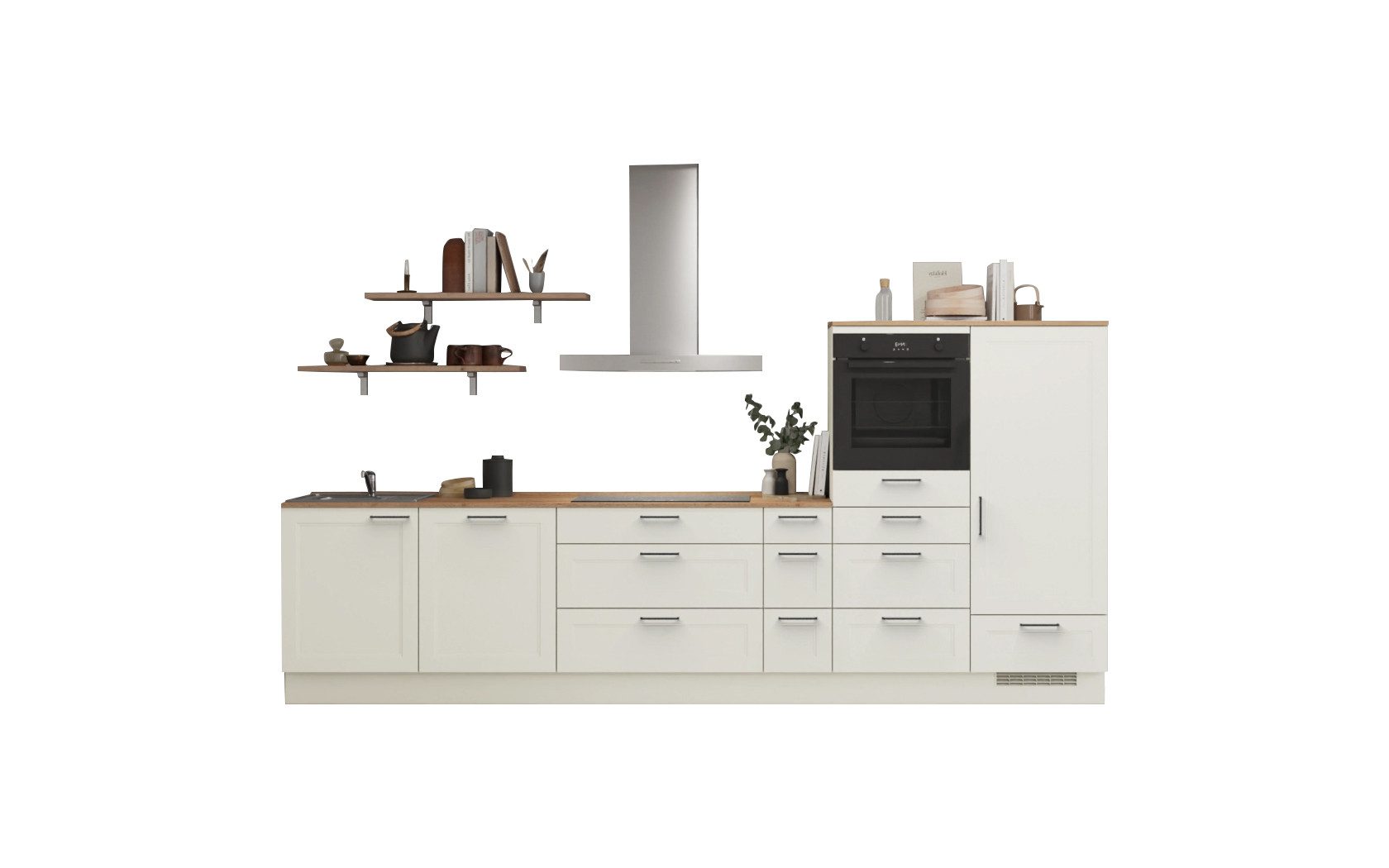 nobilia® Küchenzeile Glas, individuell anpassbar, gratis Küchenplanung mit Profis, (Breite 360 cm), vormontiert, wahlw. mit E-Geräten, inkl. Lieferung