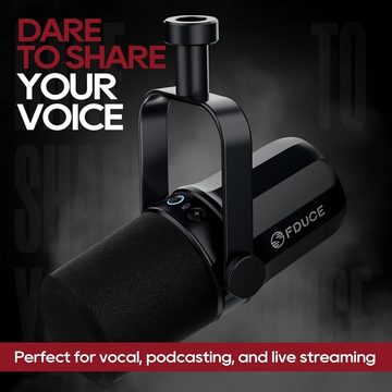 FDUCE Streaming-Mikrofon, Mikrofon für podcasting aufnahme eingebauter kopfhörerausgang cardioid
