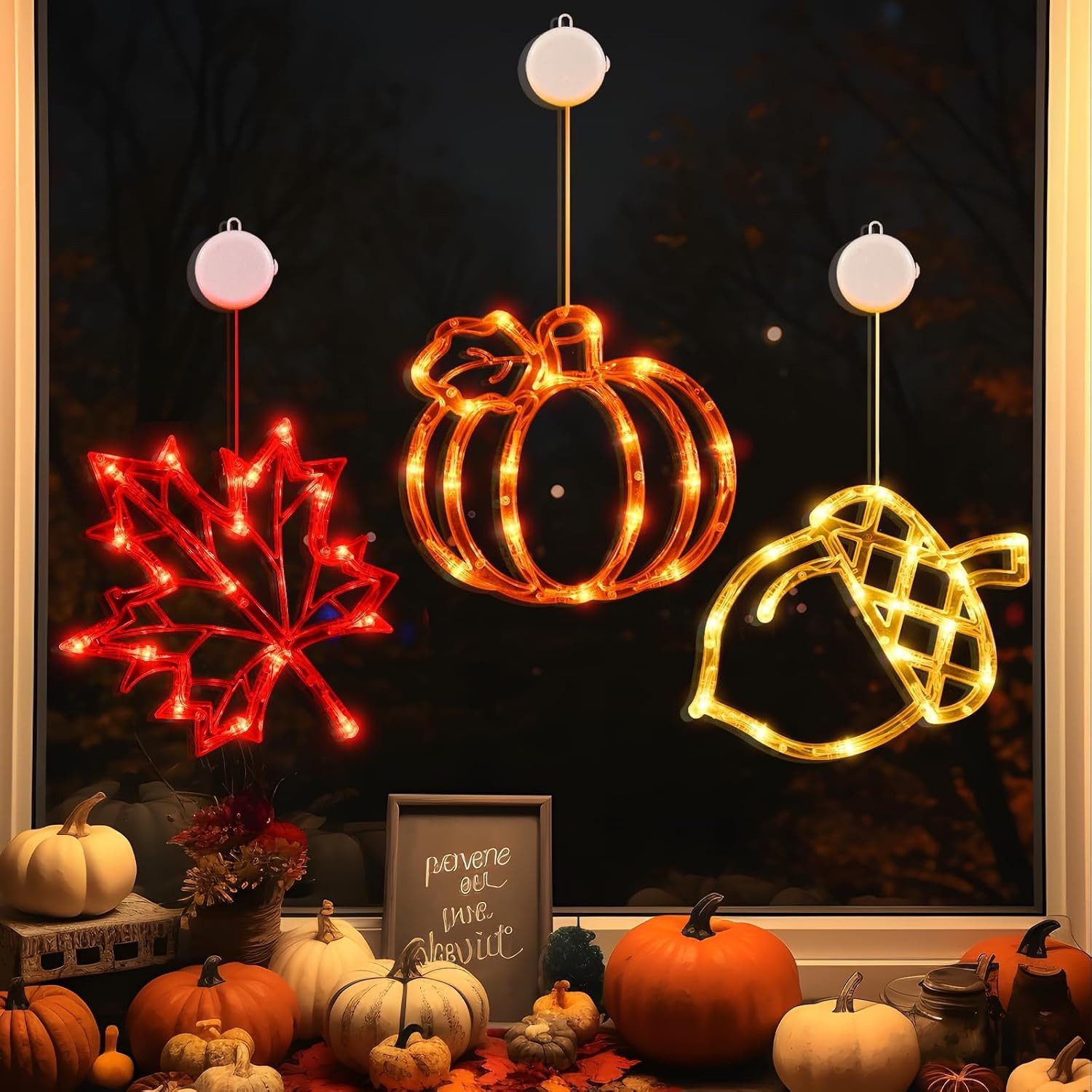 FELIXLEO LED-Lichterkette Herbstdeko 3er-Pack