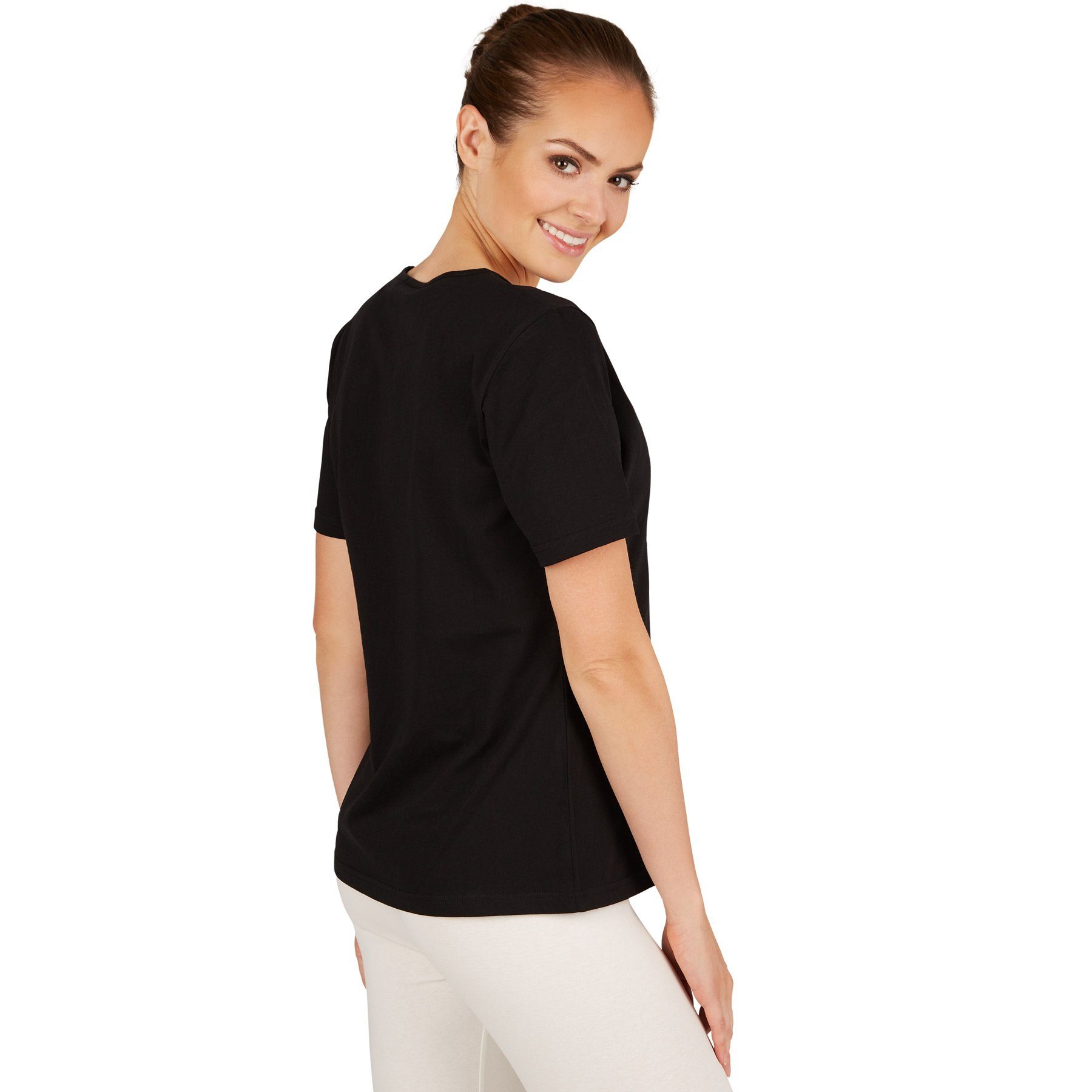 dressforfun T-Shirt Sommeroberteil, Angenehm glatte Baumwollqualität, Hoher Tragekomfort (Kurzarmtop, Konfektionsgröße M in schwarz) Vielseitig kombinierbar, Le – Bild 2 von 3