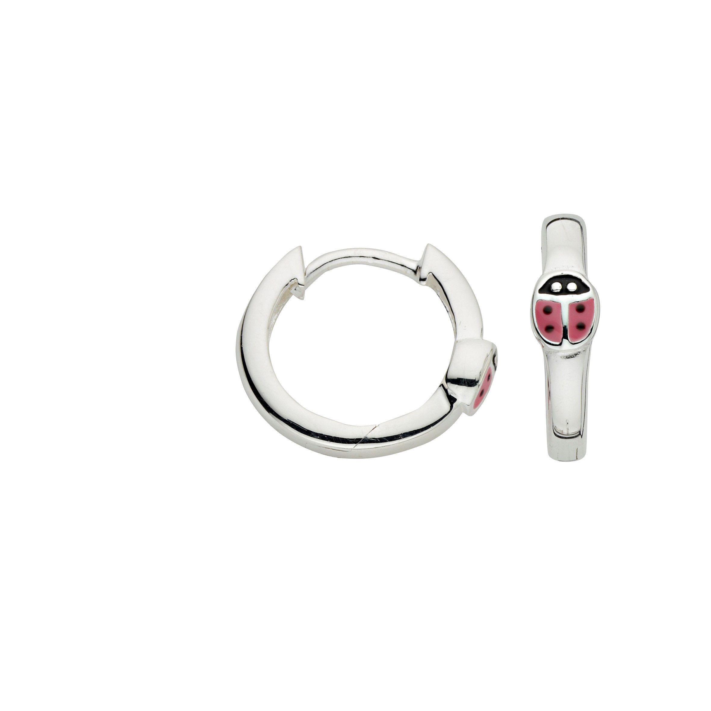 Firetti Paar Creolen Schmuck Geschenk Silber 925 Ohrschmuck Marienkäfer, Emaille