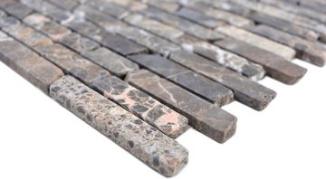 Mosani Bodenfliese Mosaik Marmor Naturstein beige dunkelbraun Brick Castanao Bad