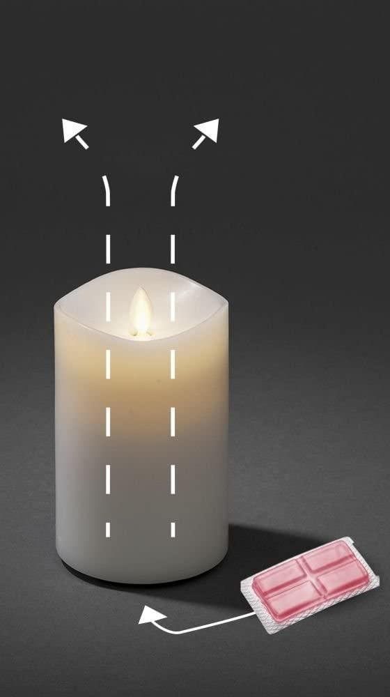 KONSTSMIDE LED-Kerze (1-tlg), Duftkerze, weiß, flackernd, mit Lavendel- Duftpad,Ø 9 cm, Höhe: 18 cm