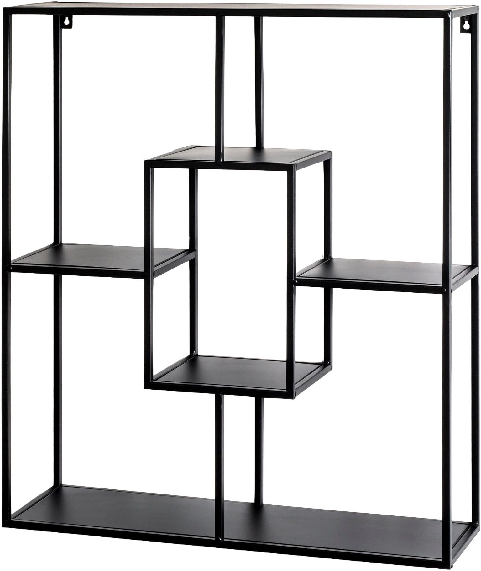HAKU Wandregal Hängeregal, Wandboard, quadratisch - aus Metall Schwarz - B/T/H 60/18/70 cm