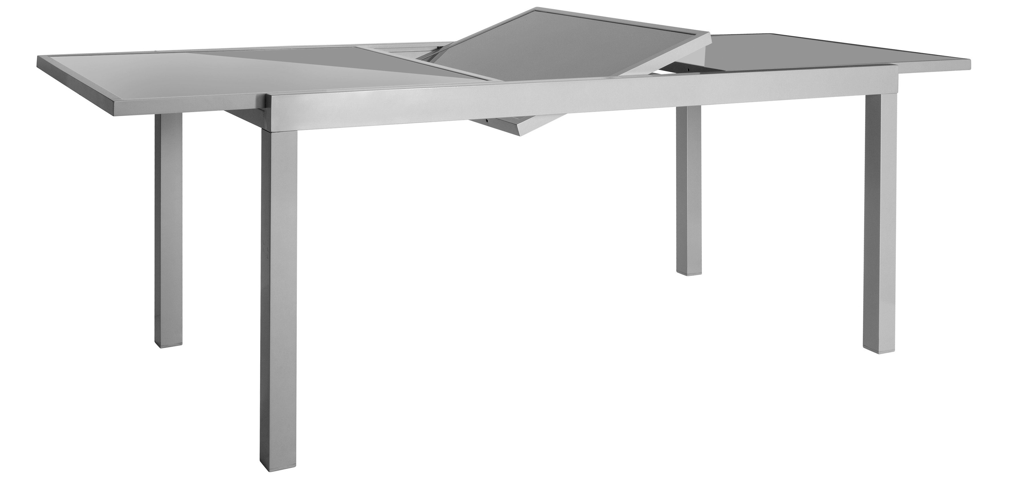Amalfi, 90x140-200 Tisch Garten-Essgruppe 6 cm, Hochlehner, ausziehbarer Alu/Textil (7-tlg), MERXX