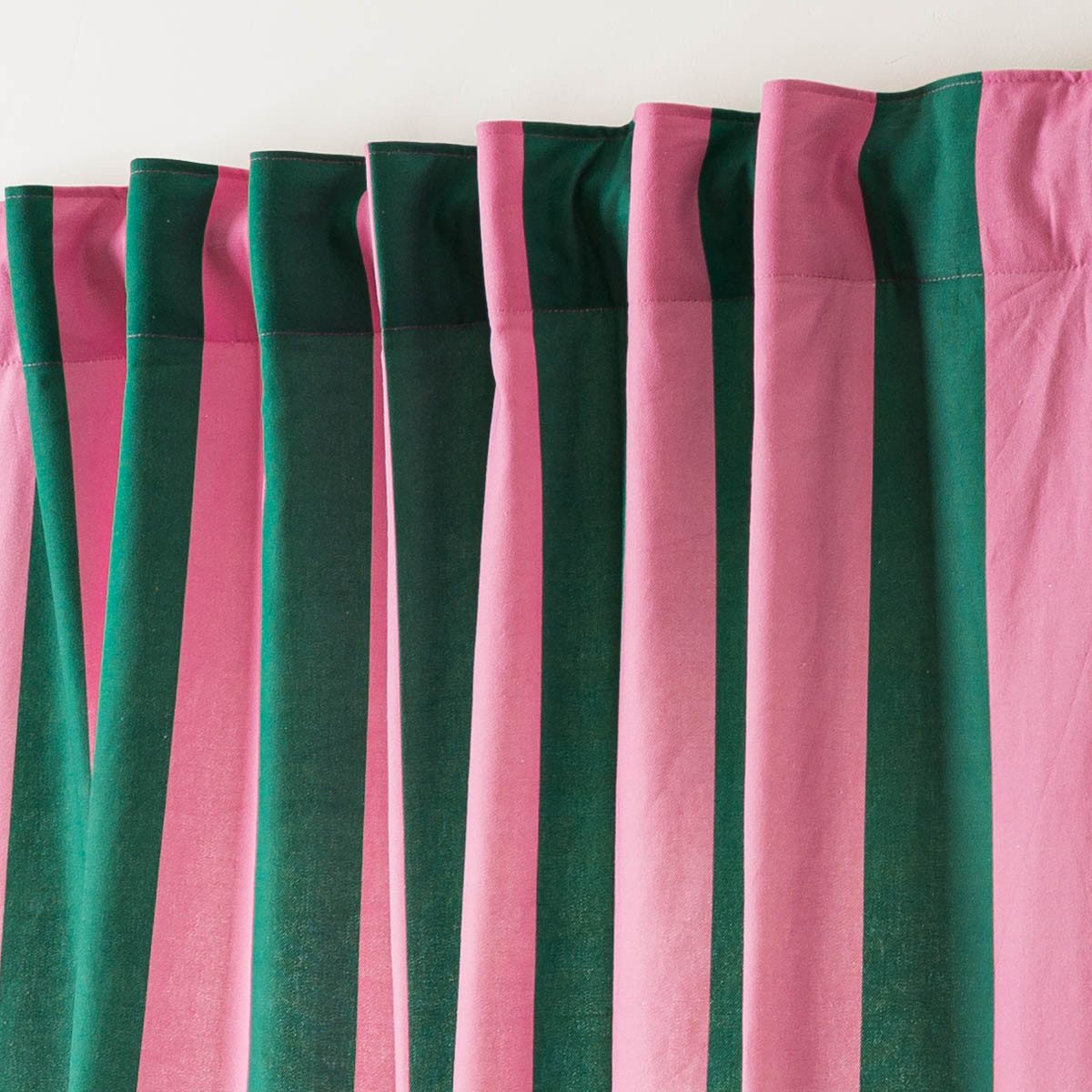SCHÖNER LEBEN. Vorhang Vorhang Smok-Schlaufe Streifen dunkelgrün pink 245cm, Smokband, blickdicht, Baumwolle, handmade