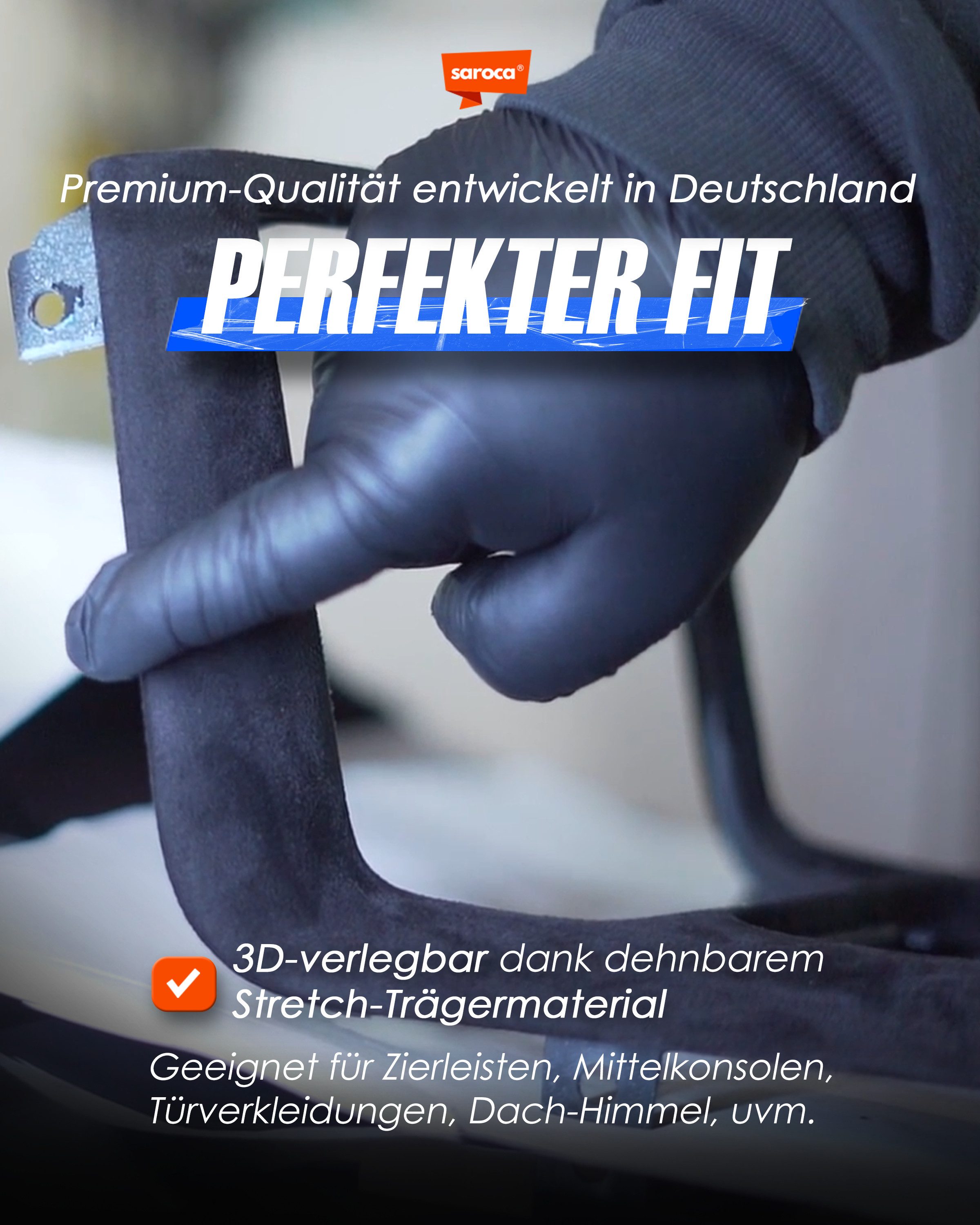 sa roca Stoff in Wildlederoptik selbstklebend - Mikrofaserstoff für Auto Innenraum, Hochwertige Autofolie für individuelle Premium-Optik