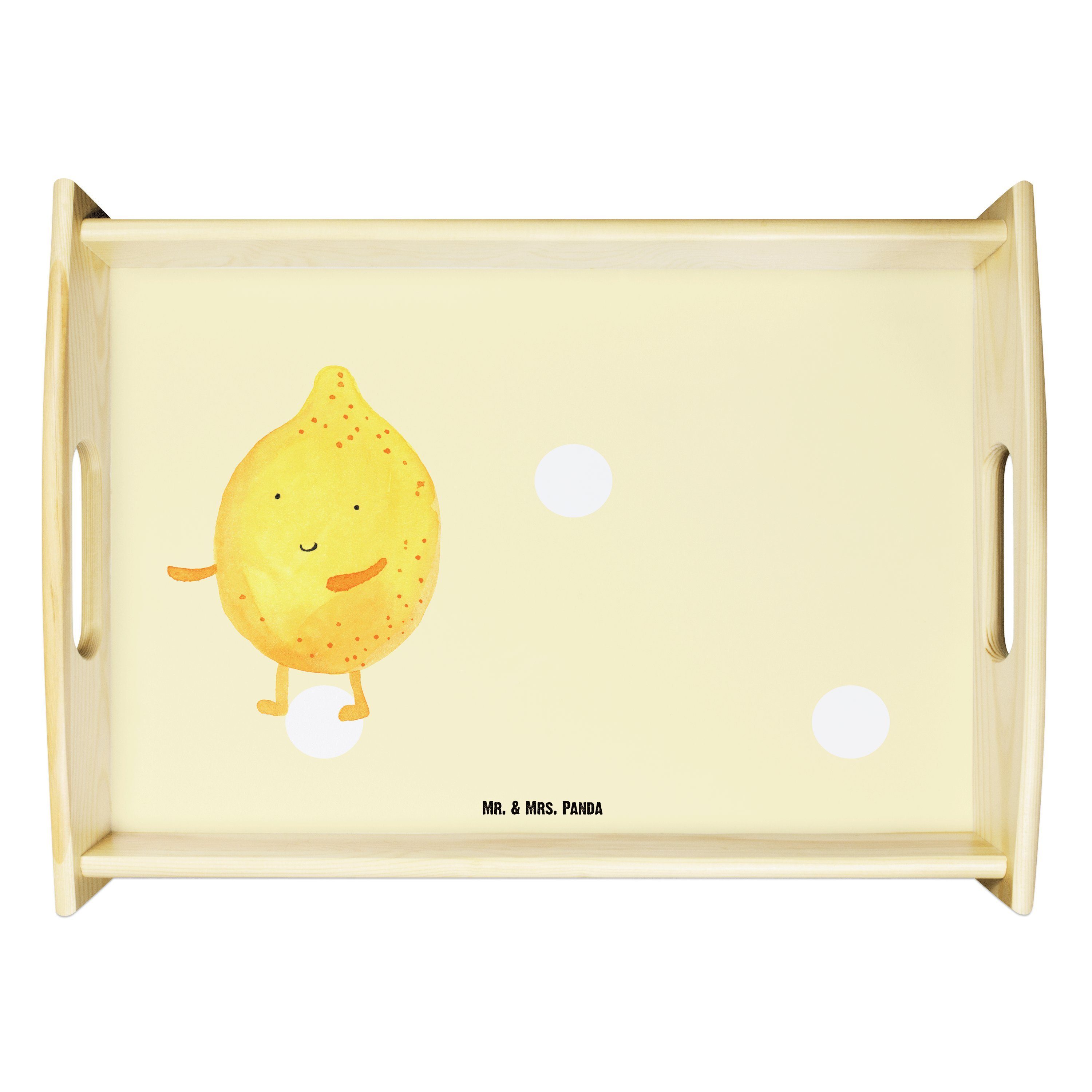 Mr. & Mrs. Panda Tablett BestFriends-Lemon - Gelb Pastell - Geschenk, Holztablett, Tiermotive, Echtholz lasiert, (1-tlg)