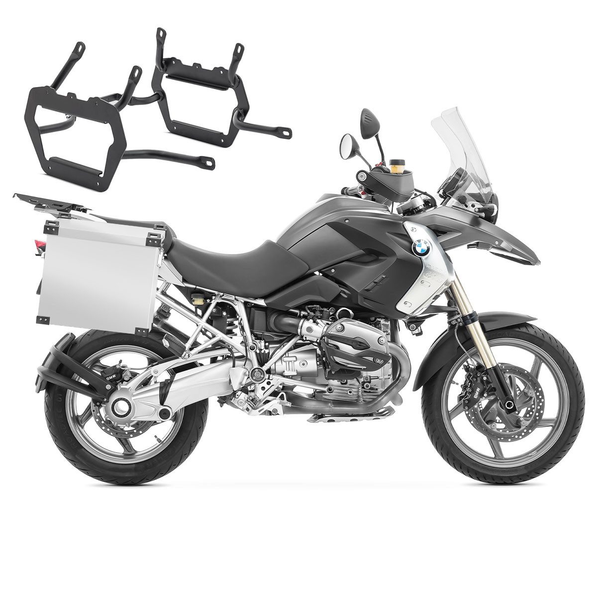 Bagtecs Kofferset Set Alukoffer + Kofferträger passend für BMW R 1200 GS 04-12 / Adventu