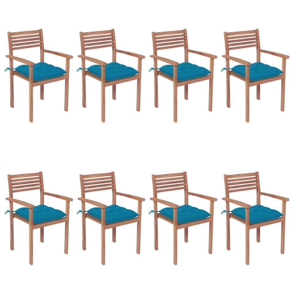 Gartenstühle Teak Massivholz mit furnicato Stk. Stapelbare Kissen 8 Gartenstuhl