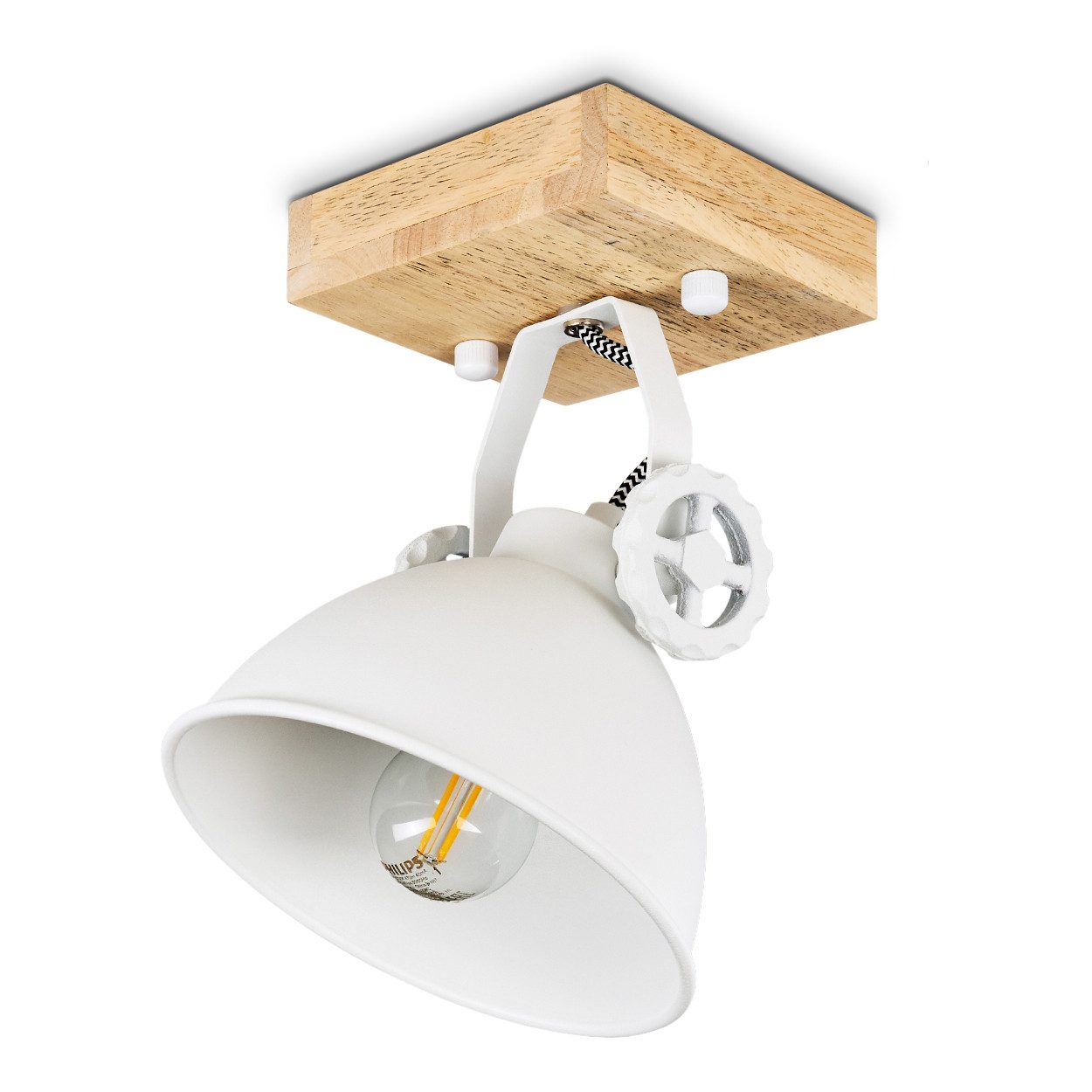 hofstein Wandleuchte »Mot« Wandlampe aus Metall und Holz in Weiß/Natur, ohn günstig online kaufen