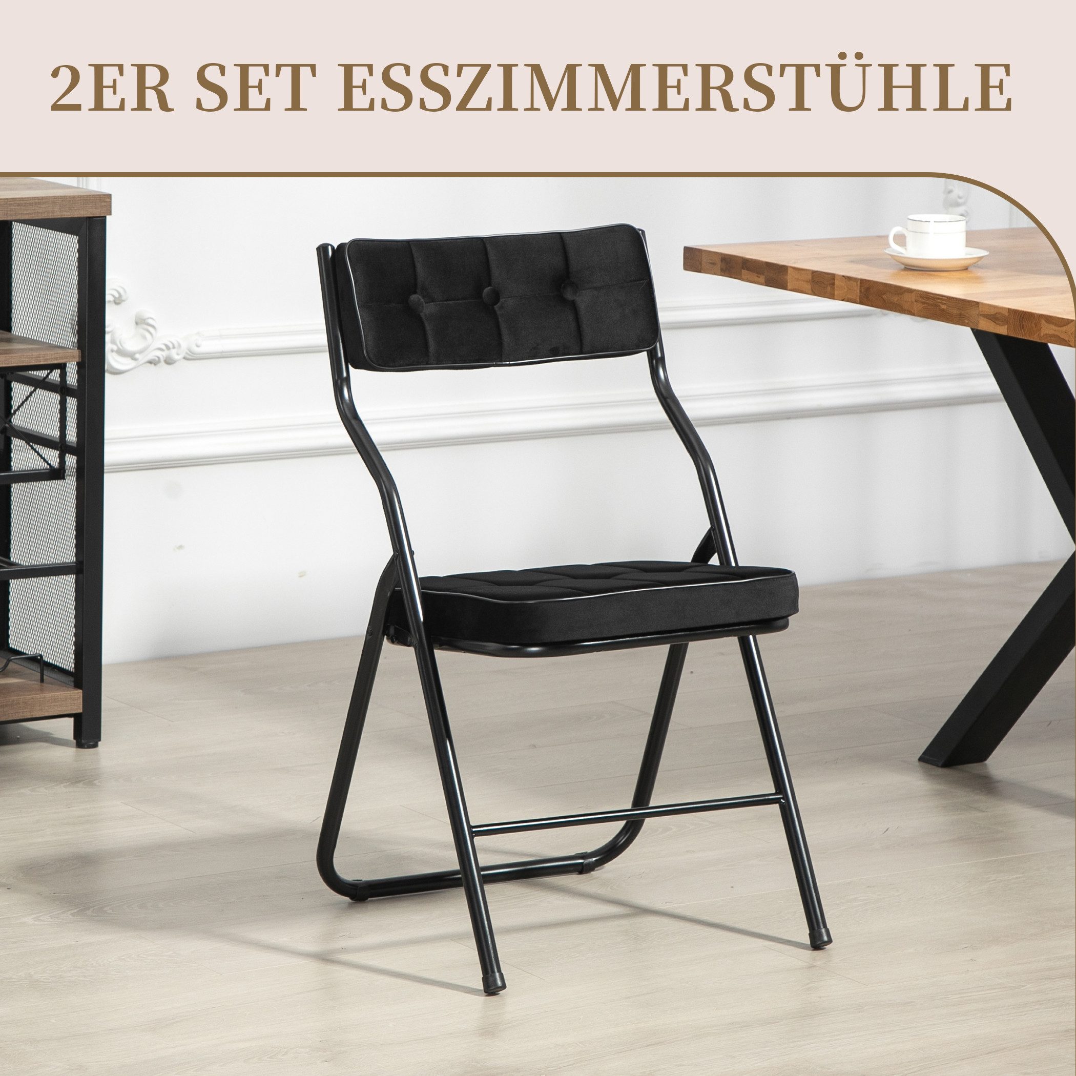 SeedWave Esszimmerstuhl 2er Set Klappstühle aus Metall, mit Gepolsterte Rüc günstig online kaufen