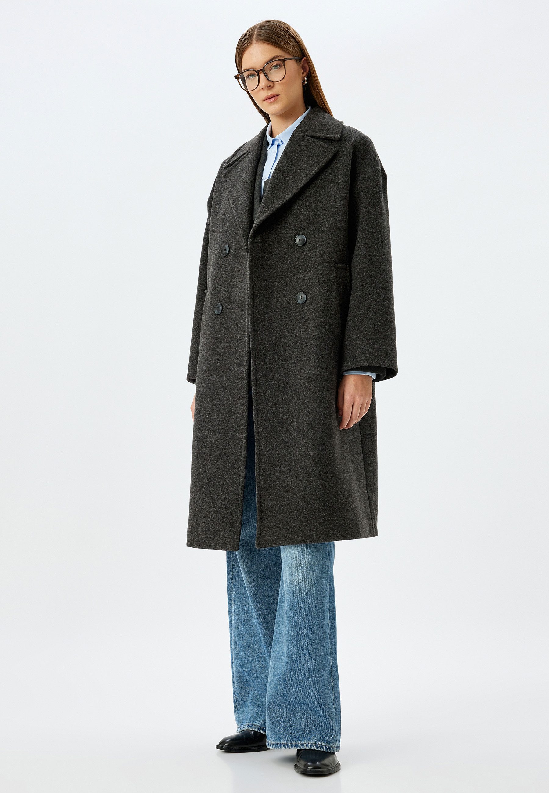 Koton Langmantel Regular Mit Knöpfen Langmantel