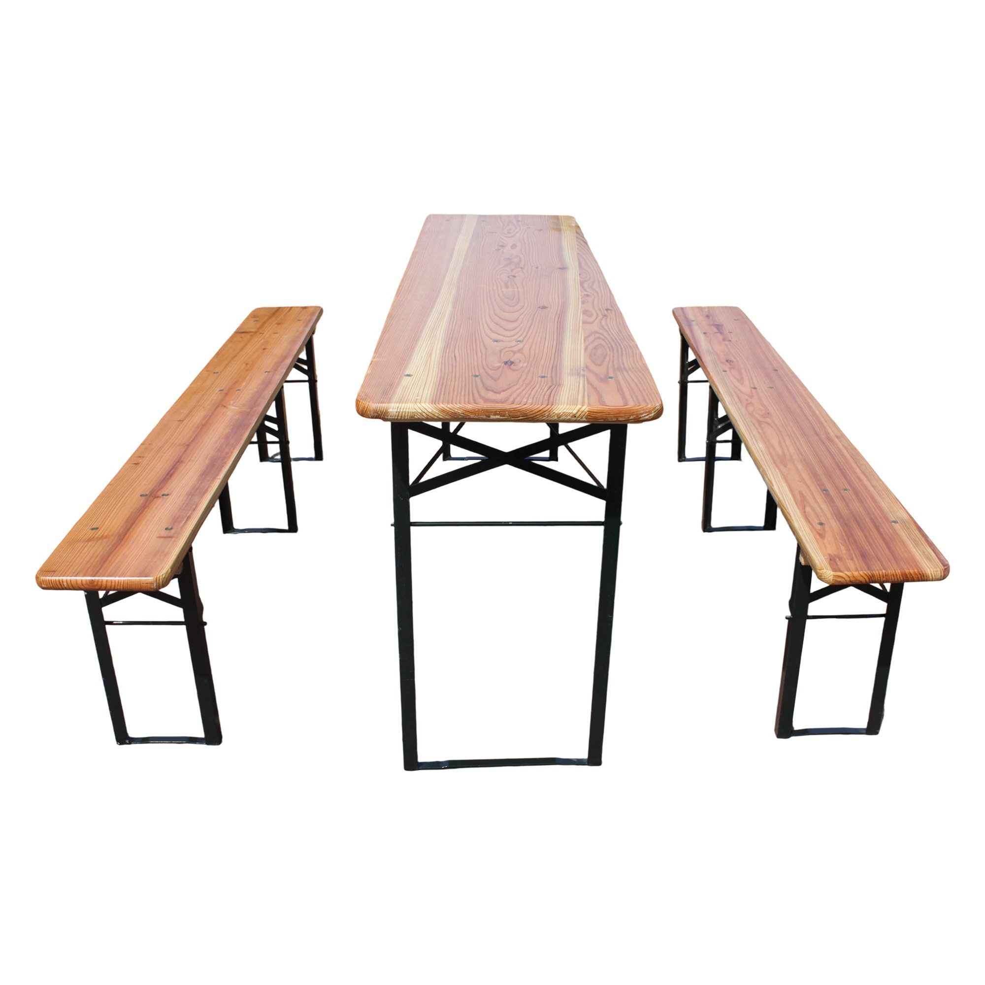 MC Star Bierzeltgarnitur 175 cm 3-teilig: 1 Klapptisch + 2 Bierbänke, wetterfeste Kiefer massiv, (platzsparend, Biertischgarnitur Festzeltgarten)