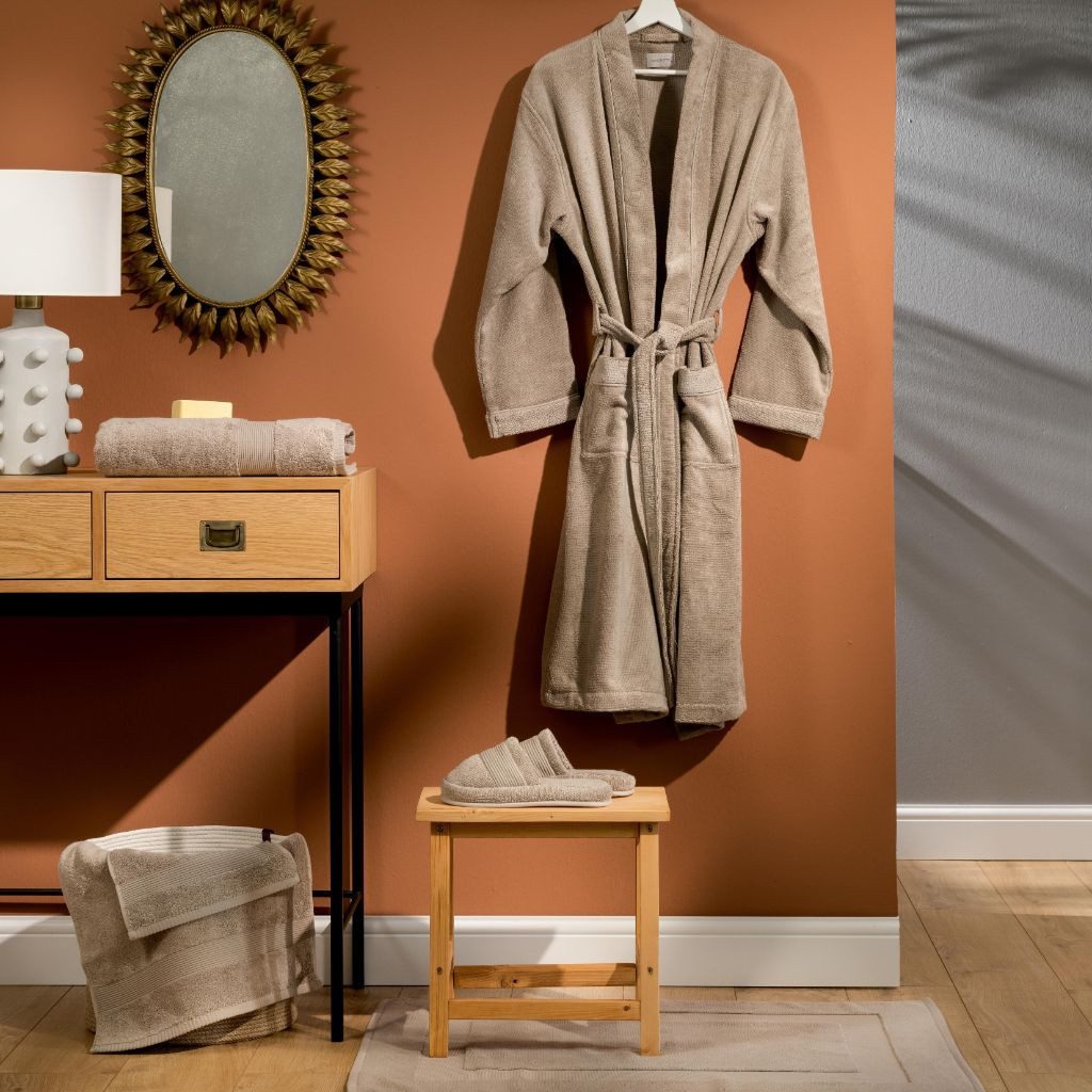 Egeria Unisex-Bademantel Pure, Baumwolle, Kimono-Kragen, Gürtel, Kimono