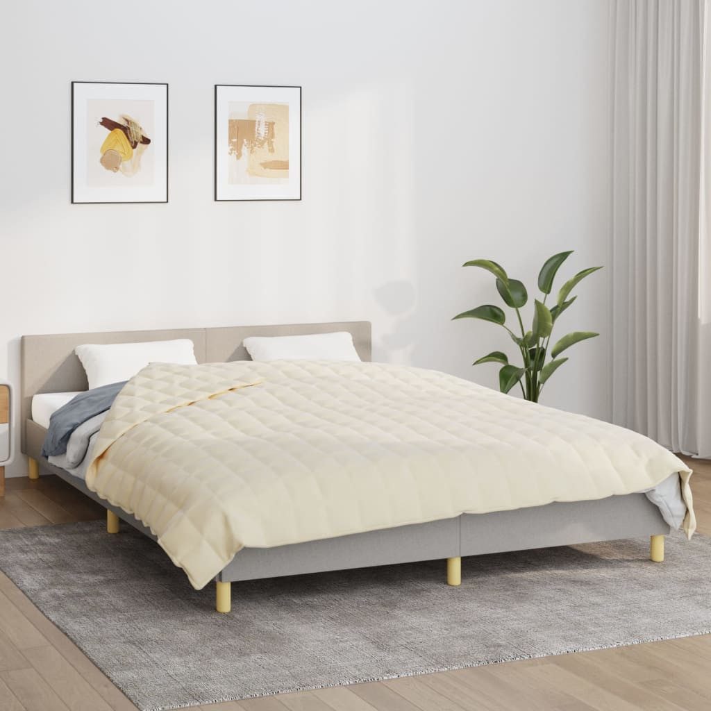 vidaXL Einziehdecke 200 x 200 cm Gewichtsdecke Hellcreme 200x200 cm 13 kg Stoff Bettdecke