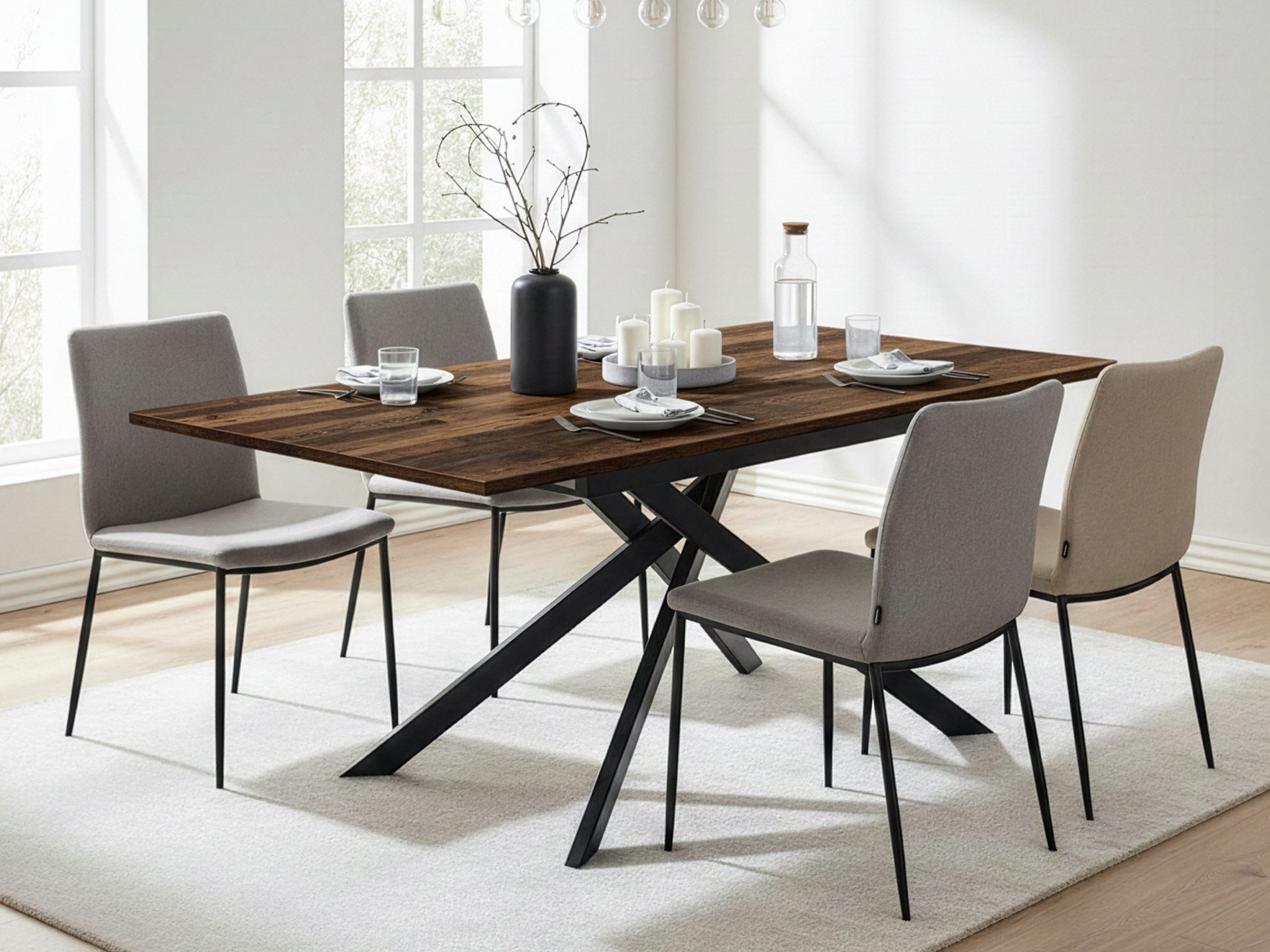 B&D home Esstisch LARS, Metallgestell schwarz oder weiß, ausziehbar 120-160 günstig online kaufen