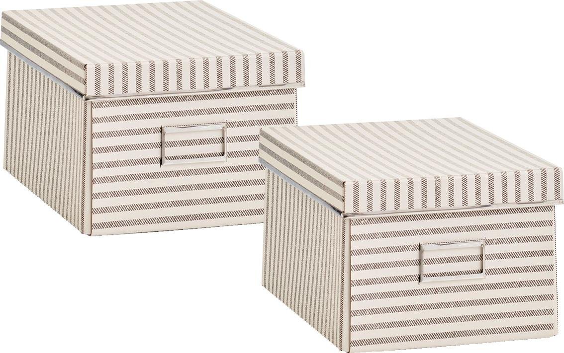 Thumbnail - Zeller Present Aufbewahrungsbox Stripes, Pappe, beige