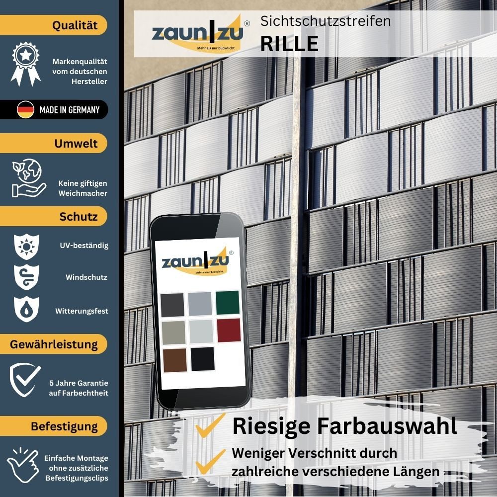 zaunzu Sichtschutzstreifen Rille für Doppelstabmatten Zaunblende günstig online kaufen